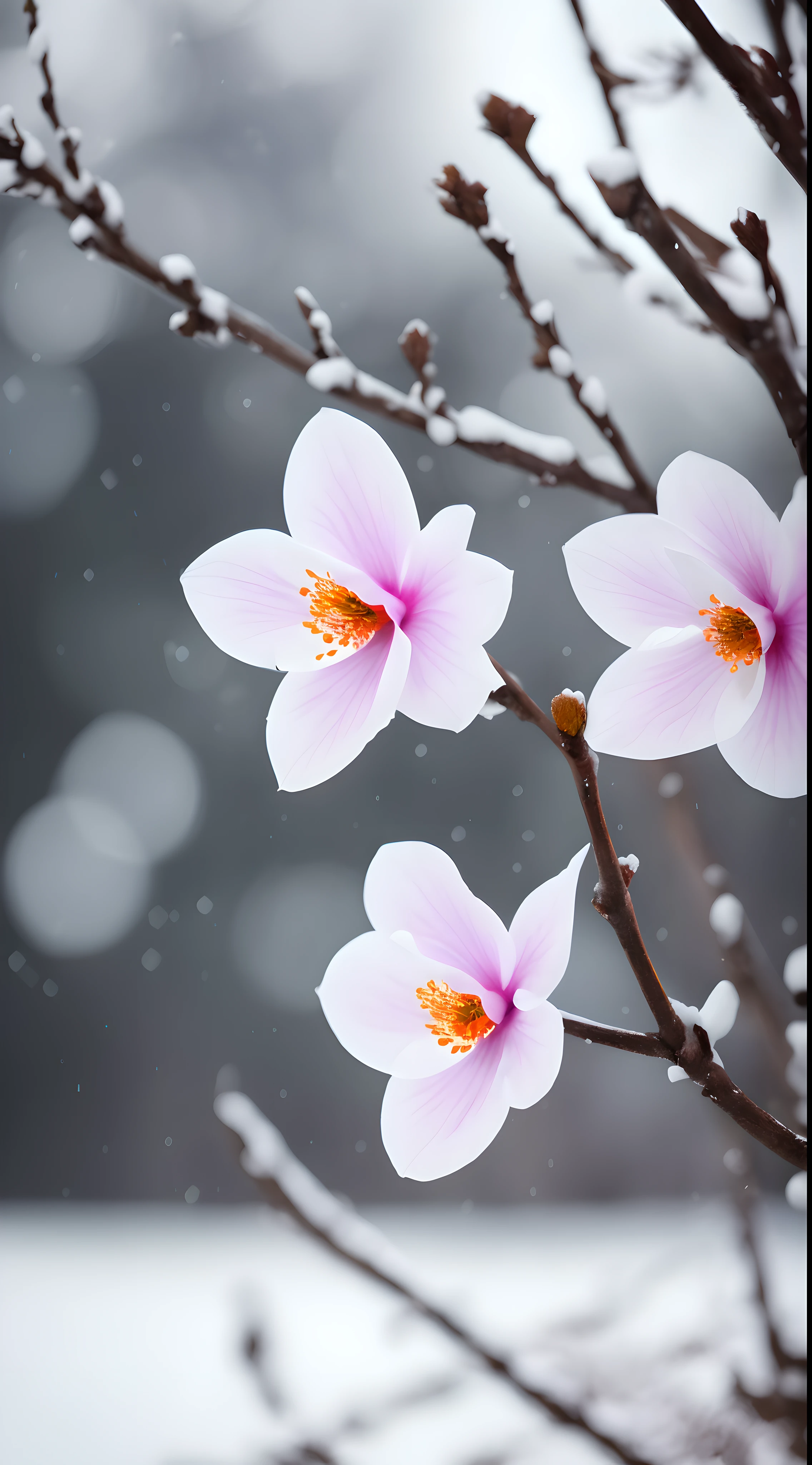 masterpiece,best quality,high quality,Very detailed CG unified 8k wallpaper,silence,cold climate,The beauty of tranquility,snow mountain,Yuki,lake,Winters,branches,Bokeh,depth field, high dynamic range, bloom, Color difference, lifelike, Very detailed, Popular on ArtStation, Popular on CGSociety, complicated, high detail, dramatic, halfway art