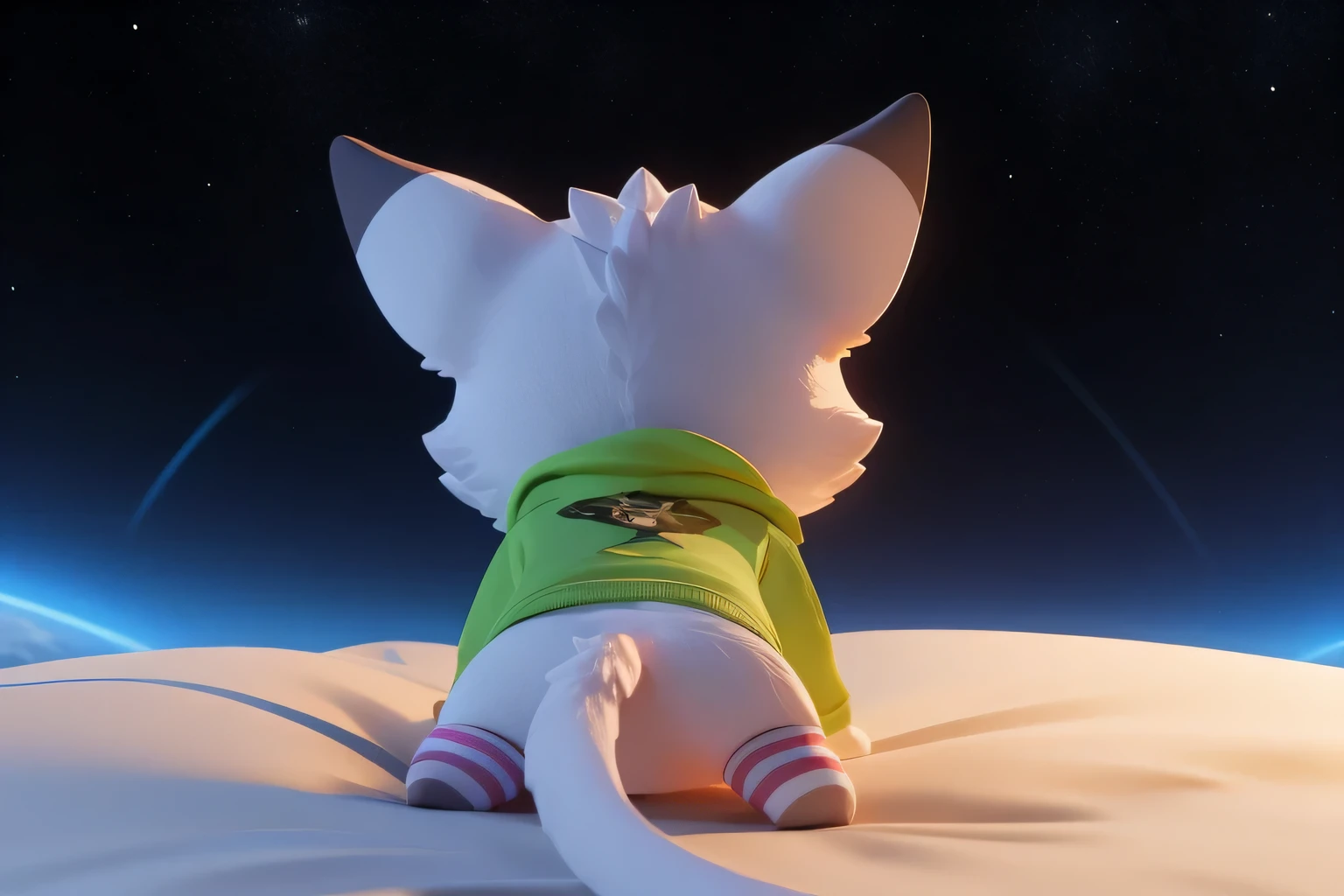 (((wilderness))), ((charming小蓝狐, already, young)) have different colored eyes， chibi， charming，Shy, blush, logo design， Caralready， movie lighting effects， ((3D vector art))， Cute and quirky， fantasy art， Bokeh， Hand Painted， number， soft light， Isometric风格， 4K resolution， photorealistic rendering， High level of detail cleaning， vector image， A lifelike masterpiece， Professional photography， simple space background， Flat white background， Isometric，Vibrant vector, , hoodie,  pit, Fine hairs, Anisotropic fur gloss, ((subsurface scattering)), on the bed, ((The body is very wide)), ((animal )), [[vein]], (), ((Show rear)), [anus],((Show rear)),[vaginal],big tail, ((Striped knee-length socks))