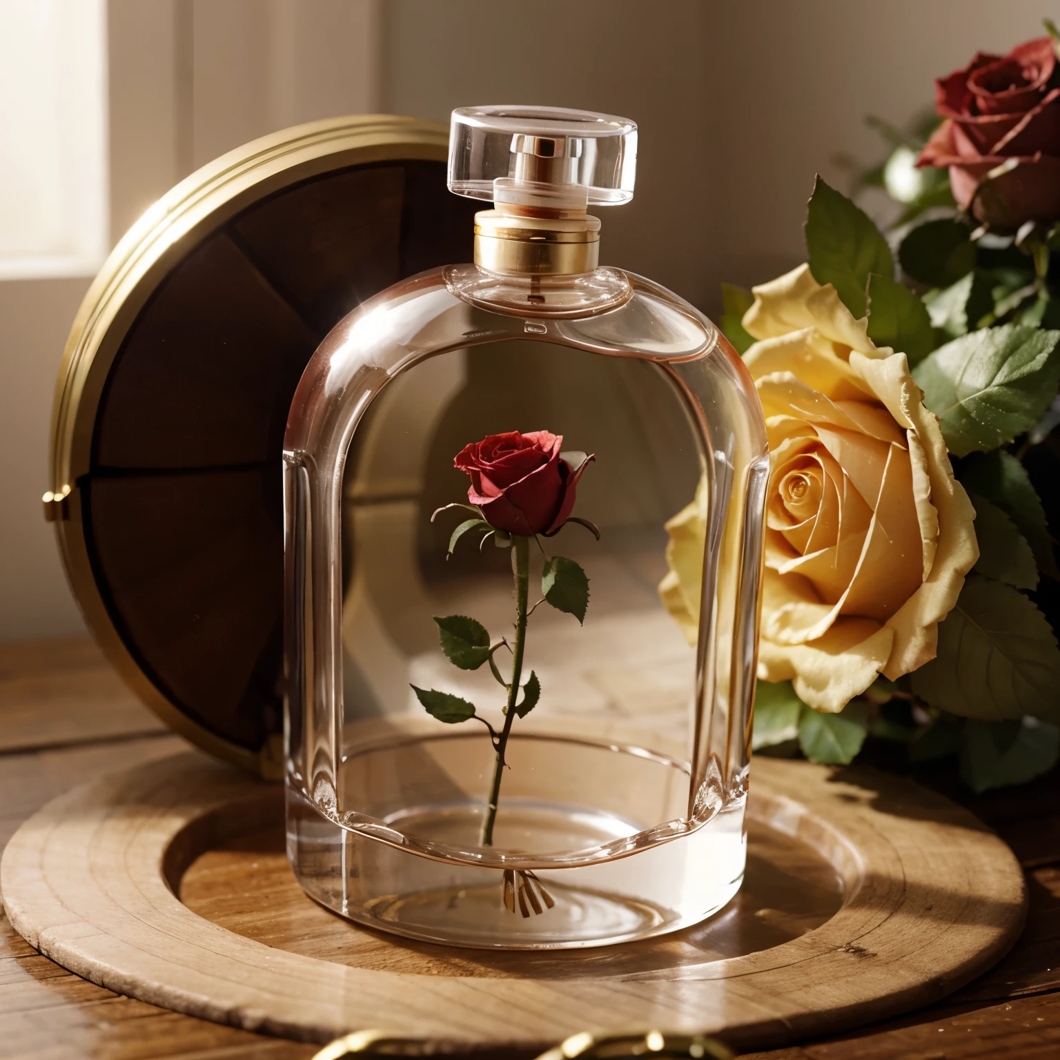 Butterfly perfume bottle with a rose lid