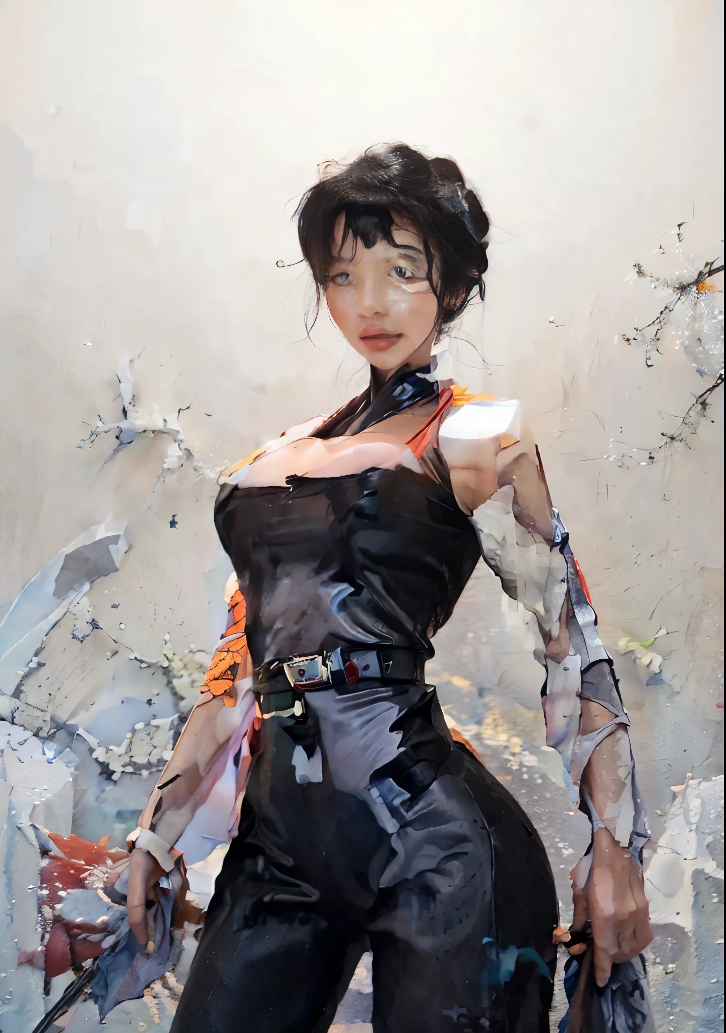 ((top quality, 8 k, masterpiece: 1.3)), sharp focus: 1.2, (super beautiful face: 1.0), (Glossy leather: 1.0), Realistic photos, black hair, realistic students, Cinema lighting, Very detailed eyes and face, Cinema lighting, (cowboy shot: 1.0), (kimono, Also, heart: 1.15), (Korean cute actress), In nature, classic kimono,