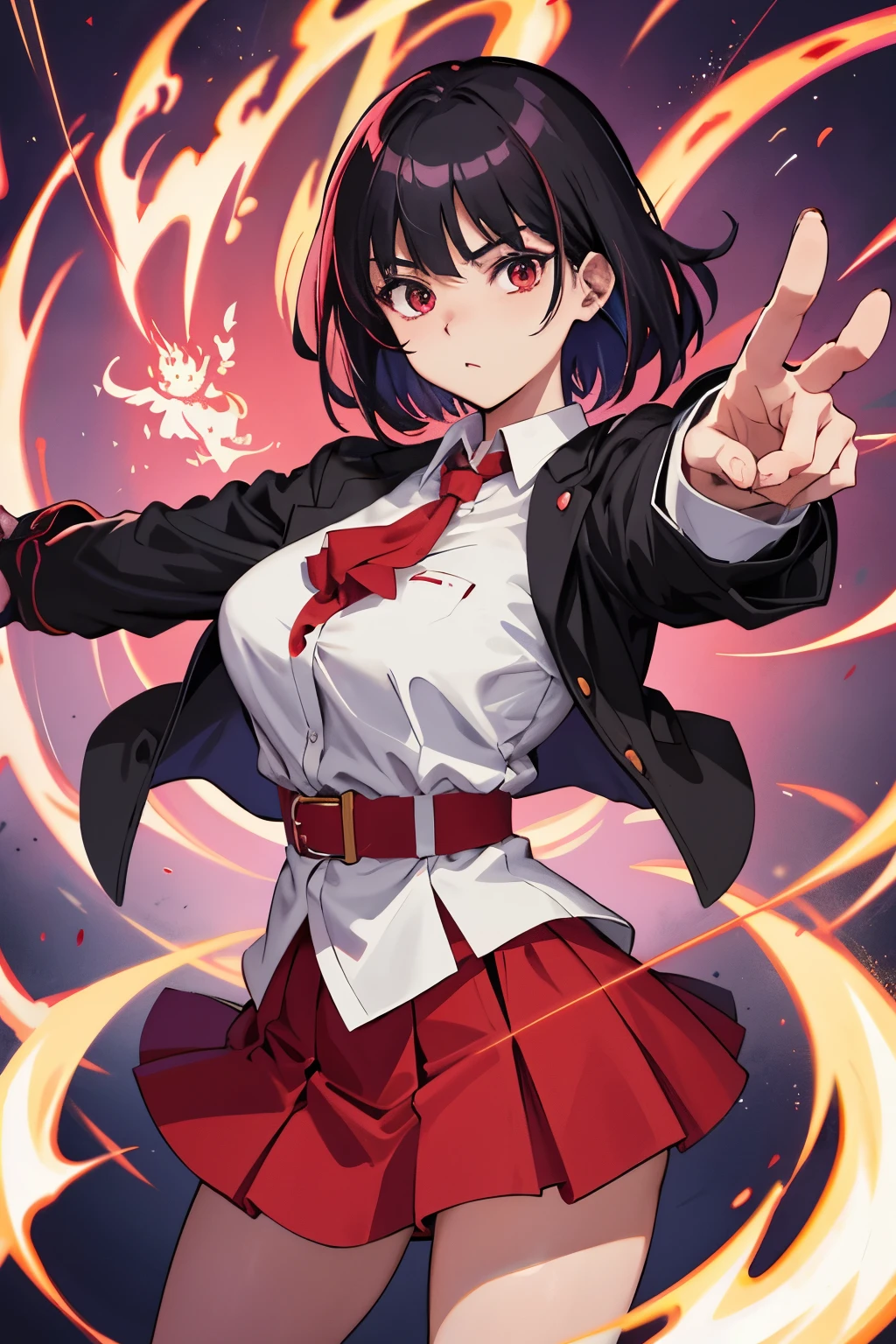 Mai the Vampire Slayer: An Engrossing Anime Illustration by Oda Kun
---
Mai, the captivating protagonist from the Vampire Slayer anime, comes alive in this stunning illustration crafted by the skilled hands of Oda Kun. The image, a true masterpiece, invites viewers to step into the enchanting world of anime.
Mai, with her iconic short bob hair, is presented in her distinctive attire: a red miniskirt, a black belt that cinches her waist, and a white blouse adorned with a red cross. The intricate details of her clothing, from the folds in her skirt