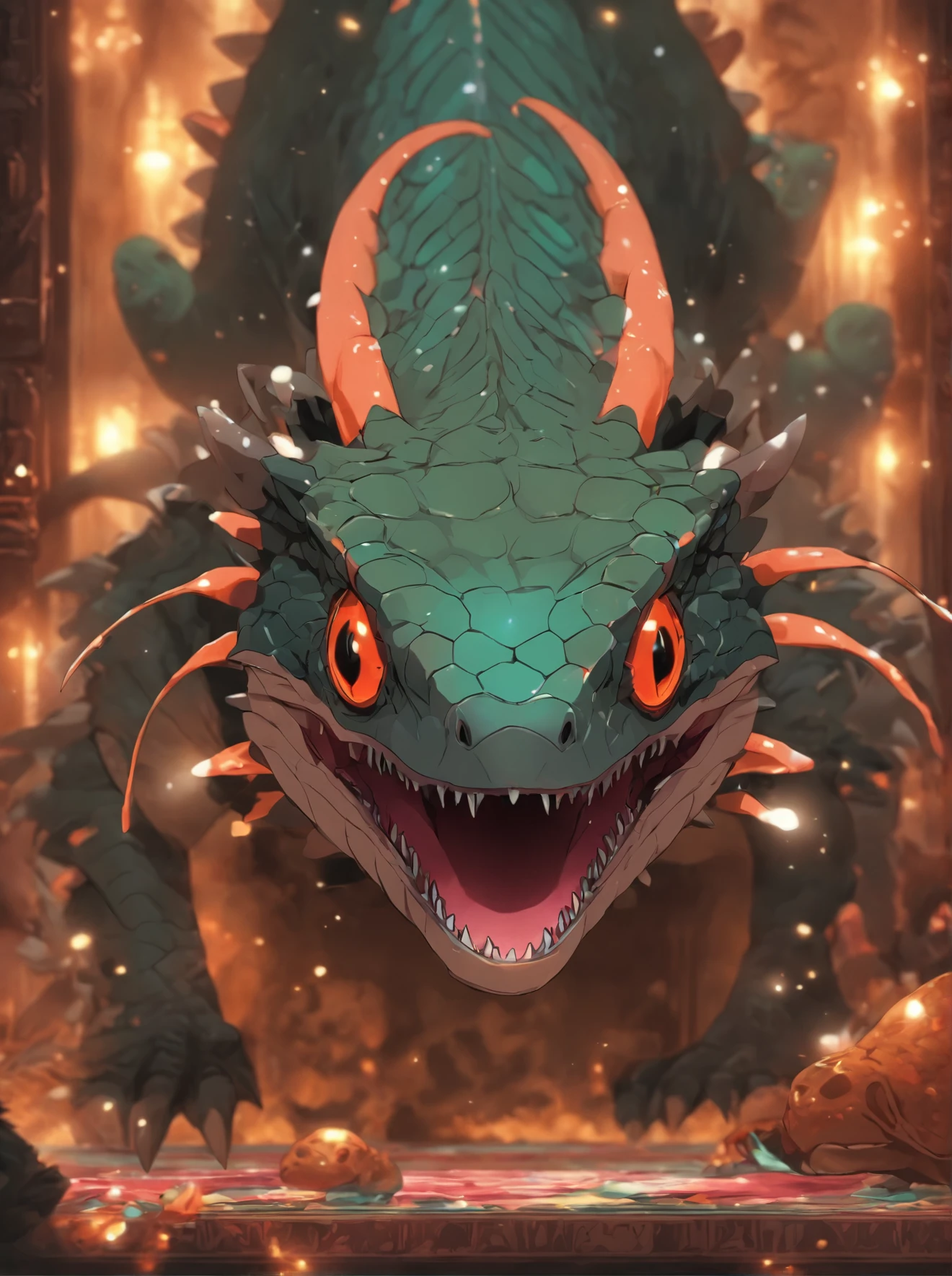 lizard with black skin and orange tongue on carpet, darkness ❄️ �️ taxidermetroid, sci-fi lizard alien, lizardlike tongue, cute! biomechanical axolotl, bioluminiscent creature, pastry lizard, detailed creature, lizard tongue, with a tentacle - shaped tongue, sci-fi crocodile alien, highly detailed backmouth, mmmmm