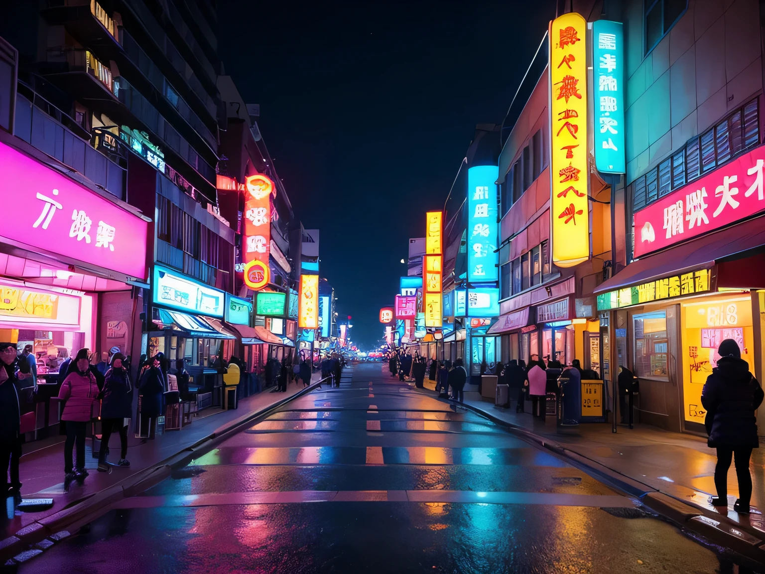 neon lights牌，City buildings are covered with bright signs, colorful neon lights, neon lights in background, neon lights商店, gigantic neon lights, neon lights, with neon lights, neon lights, japanese neon lights, bright neon lights, 到处都是neon lights, 商店上方的neon lights, pink yellow and blue neon lights, 城市neon lights, neon lights电子标牌, few neon lights