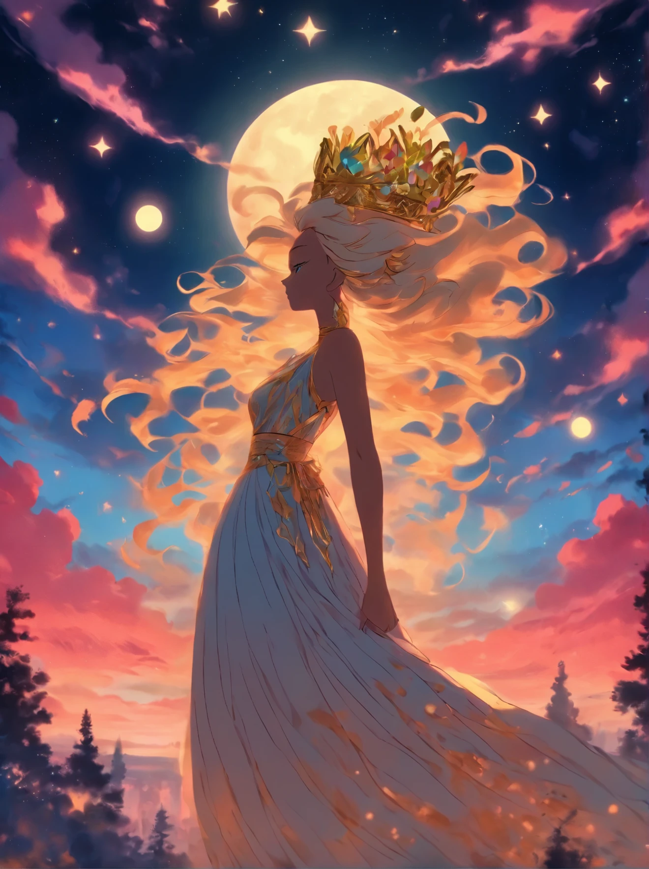 araffes in a lake with a moon and bats, mermaids, brittney lee, sirens, disney concept art, ✨🕌🌙, official fanart, disney concept artists, mermaids in distance, art in the style of disney, mermaids and fish, female disney villain, disney art style, godesses, ilustration, morticia addams