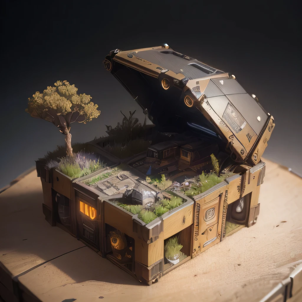 6598年Mars realistic model, (Bifurcation, original photo, best quality, masterpiece:1.4),Steampunk Cyberpunk 6820 City,(CyberpunkMars light:1.3), Mars (related to land),(in a small nature box:1.3),Isometric, small nature, landscape on foundation,landscape,