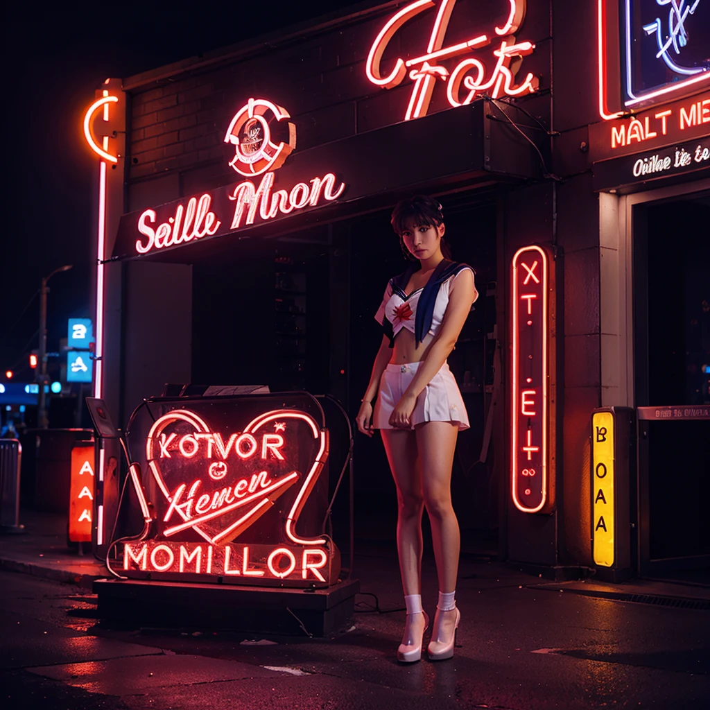A neon sign of sailor moon