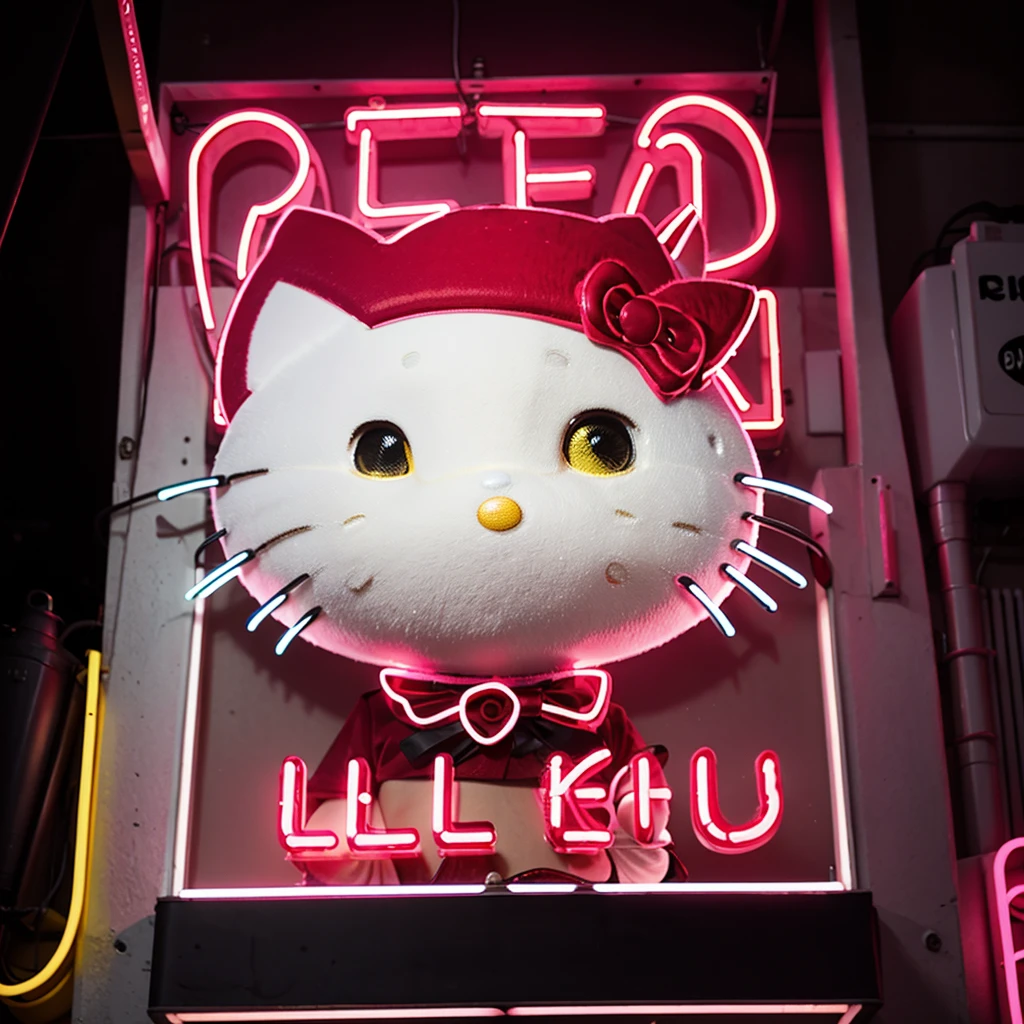 A neon sign of Hello Kitty