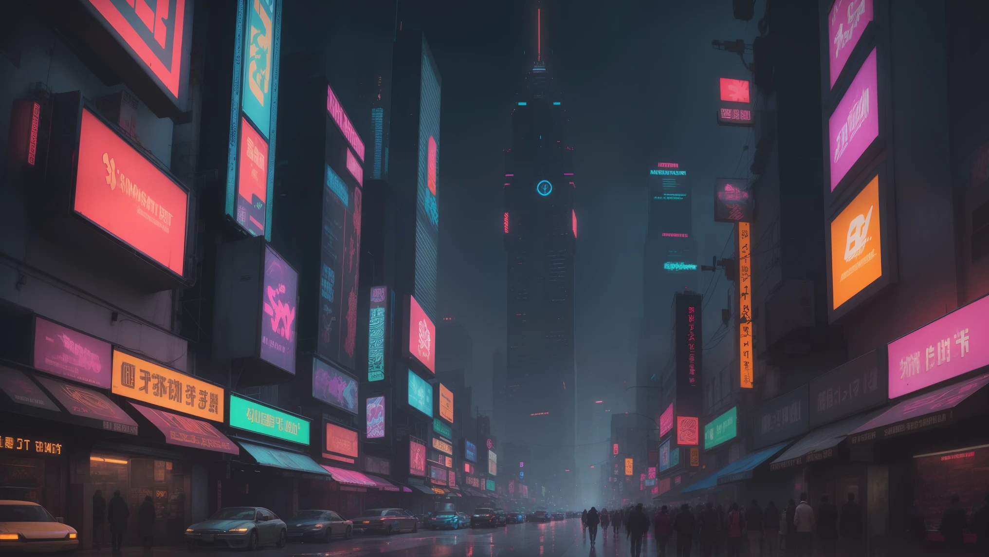 A bustling cityscape where neon signs and holograms merge, depicting a cyberpunk vision of the future ,completing the stable diffusion of serenity and contentment,masterpiece, best quality,masterpiece
