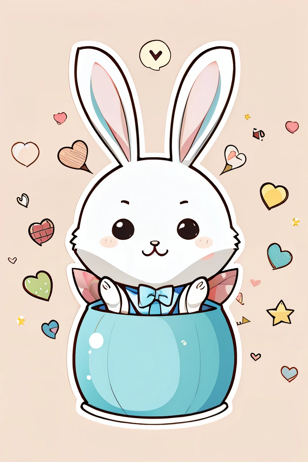 Stickers 🐇 🐰 for telegrama thema páscoa small birifoul stickers, cute bunnies, simple background, different expression, stickers for chatting