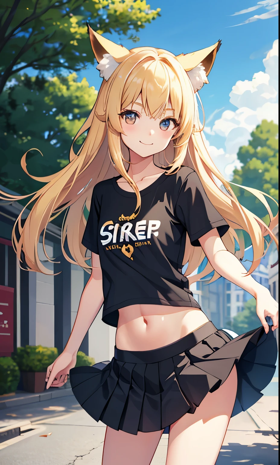 misakishokuhou, <lora:misakishokuhou-lora-nochekaiser:1>,
misaki shokuhou, blonde hair, hair between eyes, long hair, (symbol-shaped pupils:1.5), (yellow eyes:1.5),
BREAK bare shoulders, gloves, gym shirt, gym shorts, gym uniform, shirt, short shorts, shorts, sleeveless, sleeveless shirt, thighhighs, tokiwadai school gym uniform, white gloves, white shirt, white shorts, white thighhighs,
BREAK looking at viewer, full body, upper body,
BREAK outdoors, city,
BREAK <lora:GoodHands-vanilla:1>, (masterpiece:1.2), best quality, high resolution, unity 8k wallpaper, (illustration:0.8), (beautiful detailed eyes:1.6), extremely detailed face, perfect lighting, extremely detailed CG, (perfect hands, perfect anatomy),