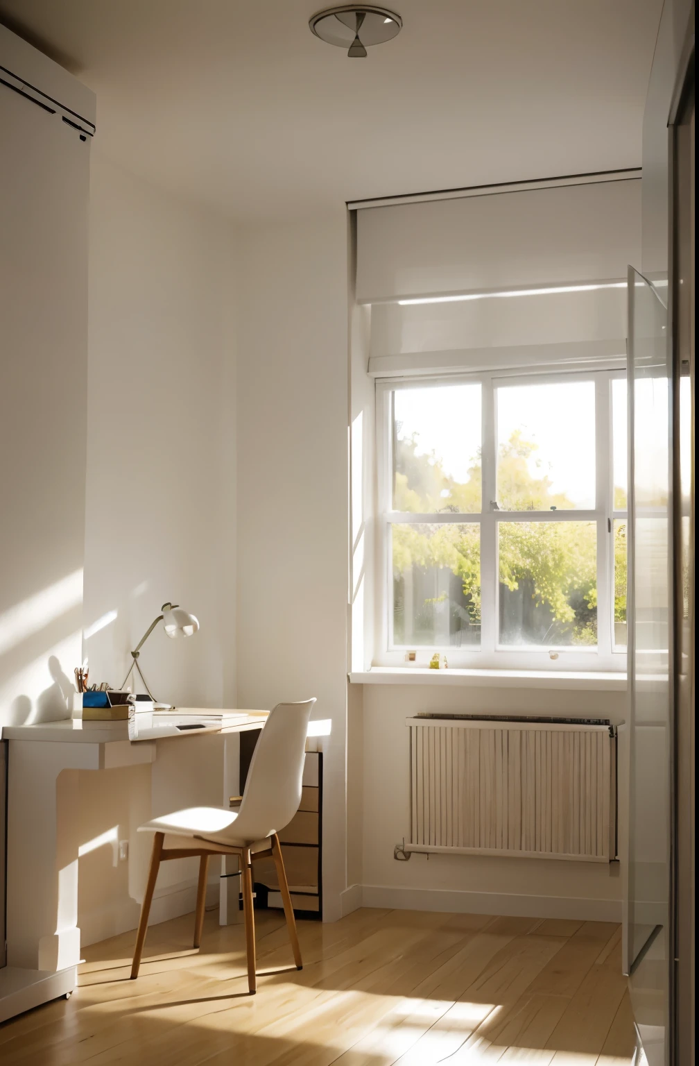 Realistic, sunlight, white, room, inside