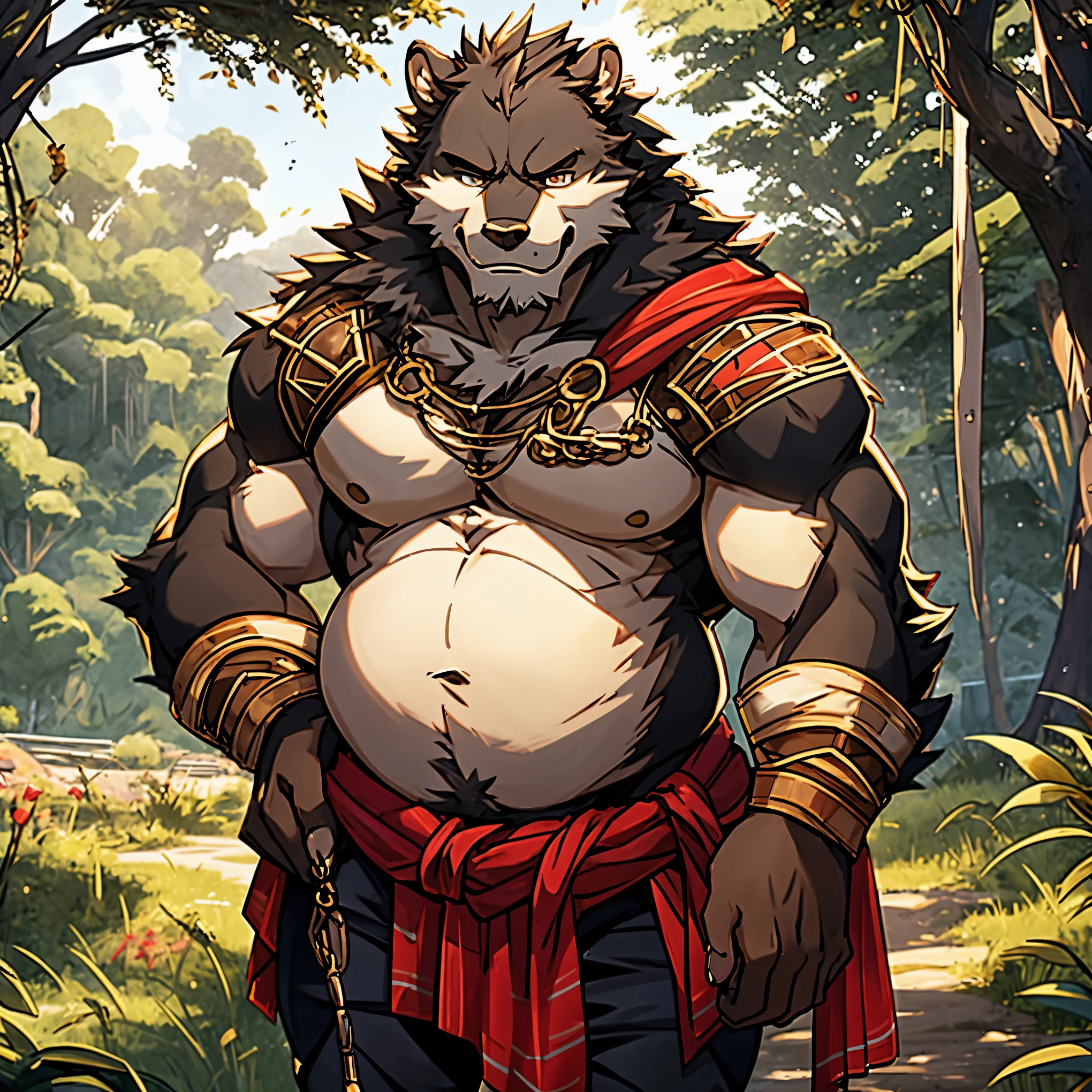 Alone, ORCBEAR, Male, muscle, intestinal muscle, big belly, calnçan, large, Male mature, old.
