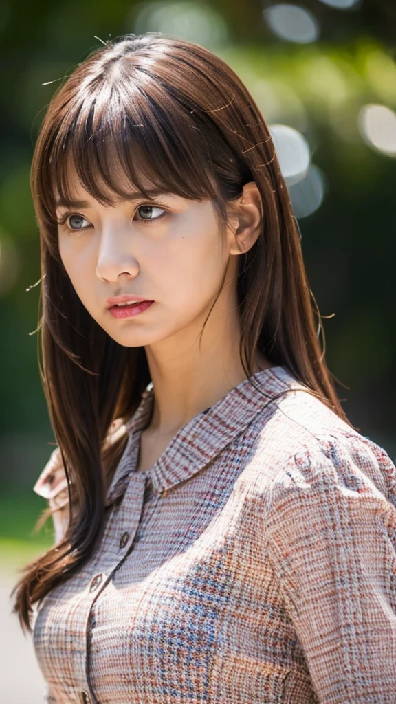 (anger:1.4) , masterpiece , highest quality , be familiar with , mature woman , bangs , blouse