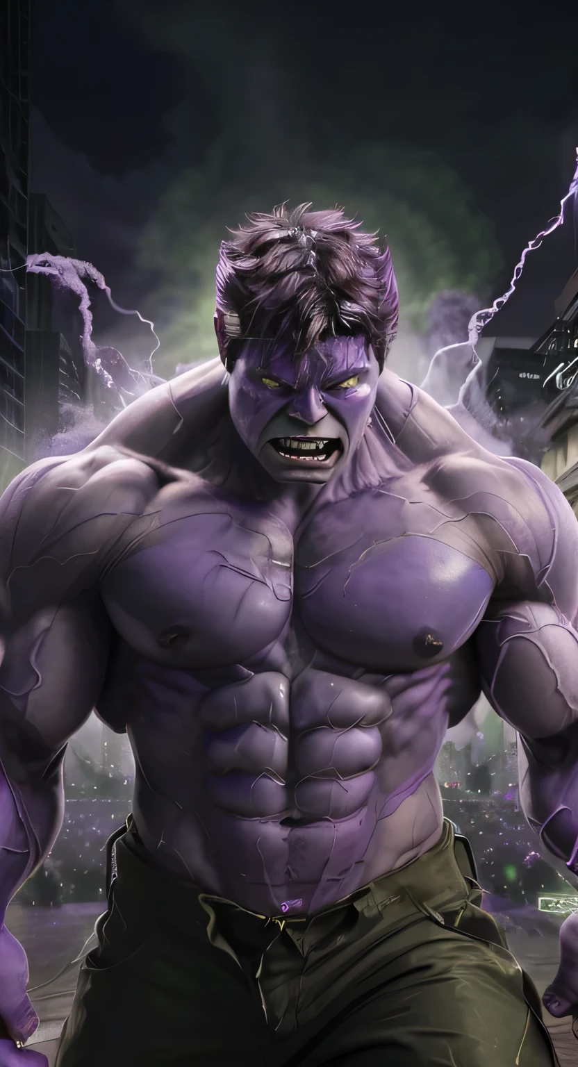 (((Purple skin))), hulk, hulk hero, hero pose, ultra HD