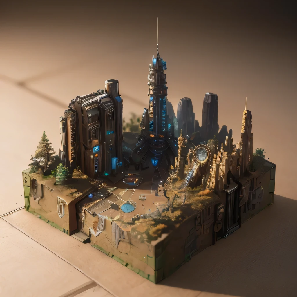 6598年Mars realistic model, (Bifurcation, original photo, best quality, masterpiece:1.4),Steampunk Cyberpunk 6820 City,(CyberpunkMars light:1.3), Mars (related to land),(in a small nature box:1.3),Isometric, small nature, landscape on foundation,landscape,