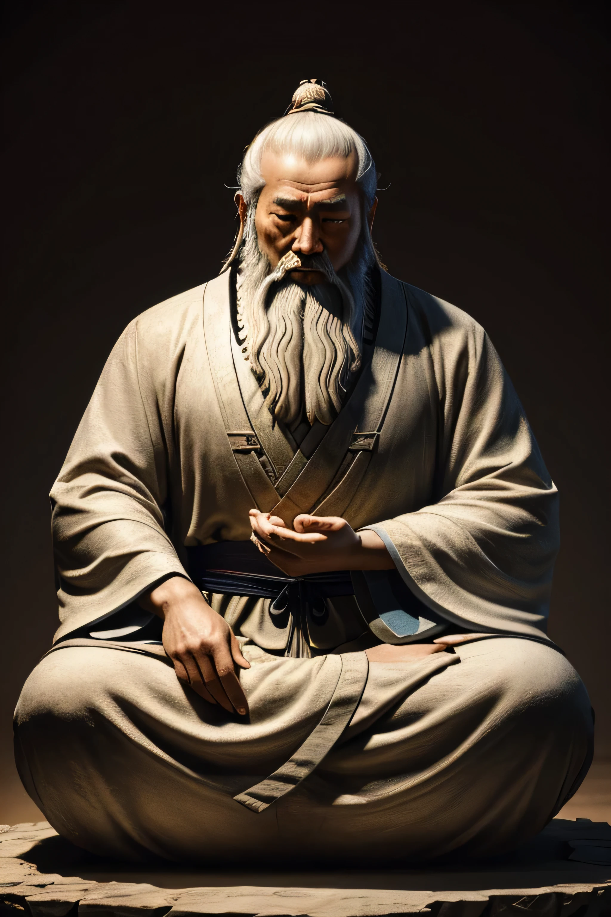  Lao Tzu, father of taoism, meditating, masterpiece, beautiful, very detailed, super complicated, 8k uh, highest quality, highest resolution, beautiful,Photoreal,front