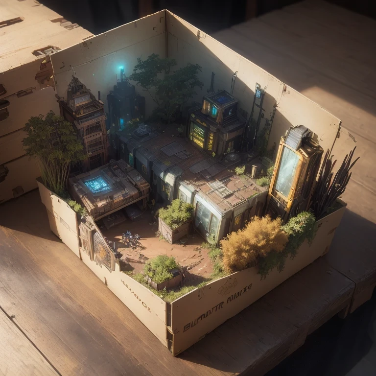 6598年Mars realistic model, (Bifurcation, original photo, best quality, masterpiece:1.4),Steampunk Cyberpunk 6820 City,(CyberpunkMars light:1.3), Mars (related to land),(in a small nature box:1.3),Isometric, small nature, landscape on foundation,landscape,