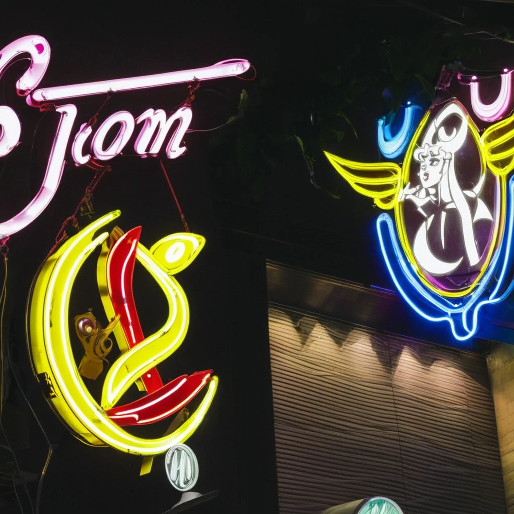 A neon sign of sailor moon