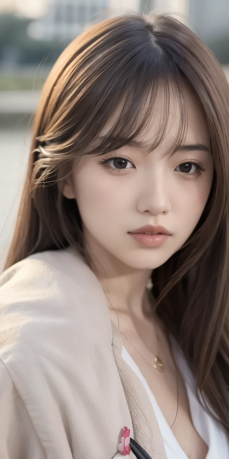 a girl walking on the river, mix 4, pillow, lips, Open_mouth, realistic, photograph_\(Moderate\), alone, Packed_animal, Packed_toy, teddy_bear, (masterpiece), (realism: 1.3), Super detailed, (high detail skin: 1.2), (highest quality: 1.0), (super resolution: 1.0), (Ulzzang-6500: 0.3), wavy detailed hair, long hair, sunlight, (beautiful detail makeup), (sexually aroused blush, heavy breathing: 1.0), Flower theme petals are scattered, (soft light flower: 0.5)