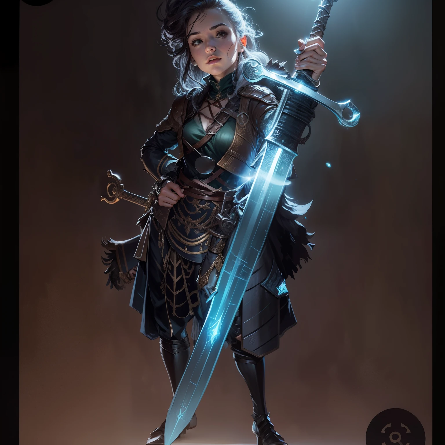 drawing of a woman holding a sword and a sword in her hand, detailed full body concept, character design from d & d, she is holding a sword, complex fantasy character, character design sketch, character drawing, fantasy d&d character, d&d character, full body character drawing, d & d character, dnd fantasy character, dnd character