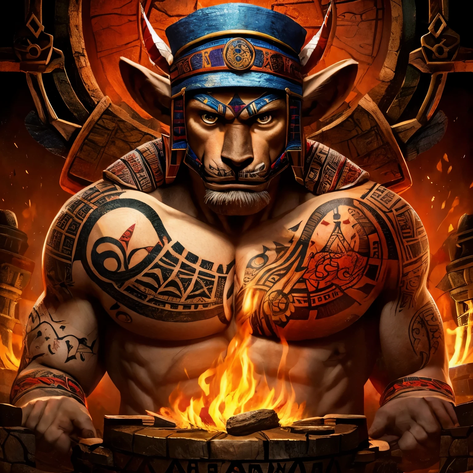 A tattoo that represents the fight between the Mayans and the Spanish 