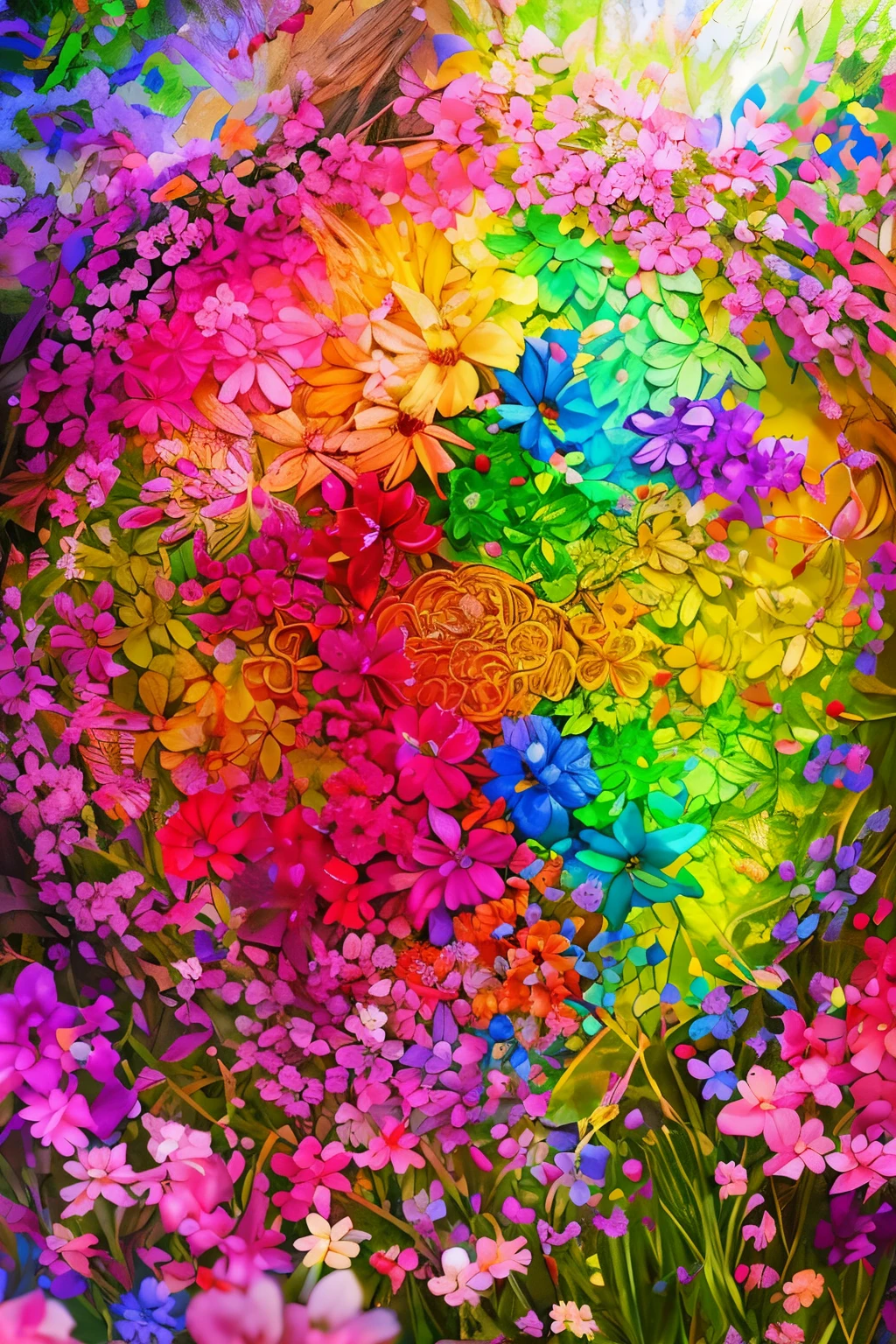 unity. The intricate details of the scene are brilliantly captured in this masterpiece. Each petal of the flowers, each blade of grass, and every splash of colorful gulal is depicted with extreme precision and clarity. The water droplets sparkle under the sunlight, and the ink splashes add a touch of whimsy to the overall composition. This picture is not just a mere illustration; it is a 8k wallpaper-worthy, extremely detailed CG unity masterpiece that transports the viewer into the heart of this joyous Holi scene. The colors are rich and vibrant, adding to the overall charm and allure of the image. The warm tones of the garden are beautifully