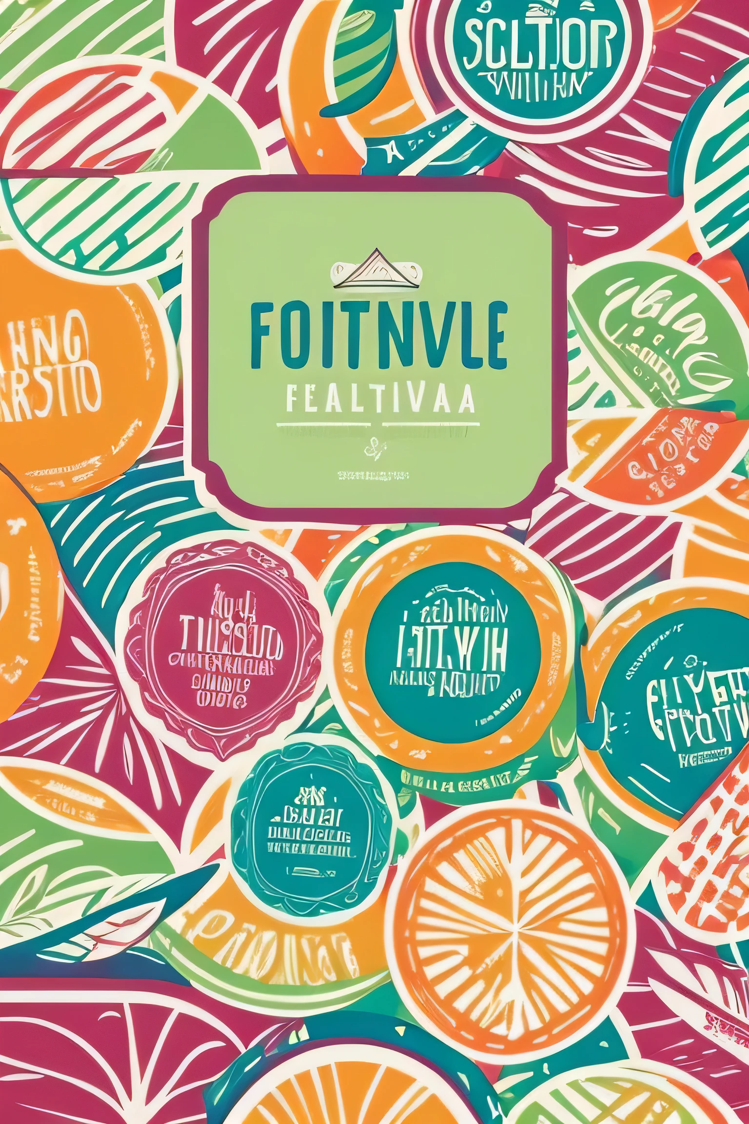 Fashionable hand-drawn illustration,logo design,looks like that'Looks like it's going to be a fun festival,Contains photos of food and drinks,stylish design,simple and colorful design