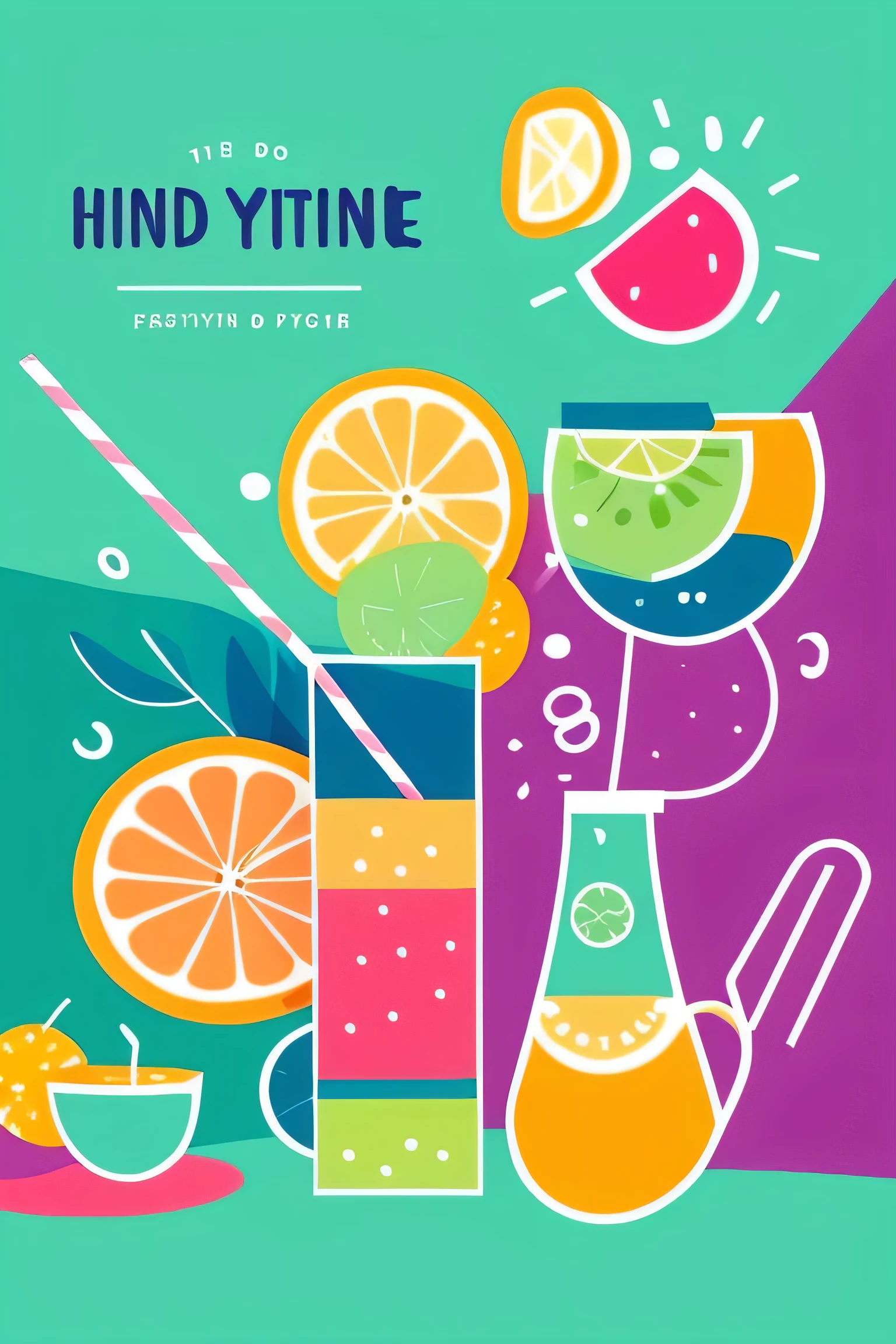 Fashionable hand-drawn illustration,logo design,looks like that&#39;Looks like it&#39;s going to be a fun festival,Contains photos of food and drinks,We use colors that evoke a sense of nature.,simple and colorful design