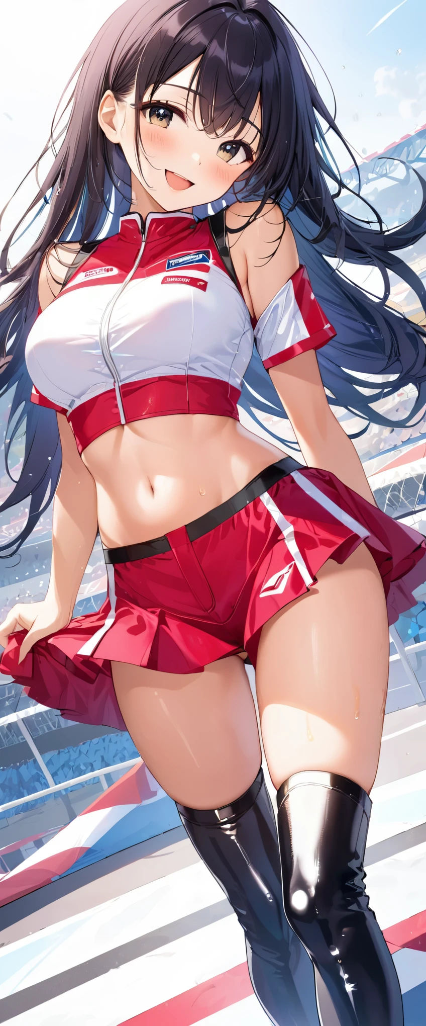 Practical, 3 girls, Selfie stick, Selfie, Cheerleading, Large Breasts,Red clothes,mini skirt,Invasion into the ass,