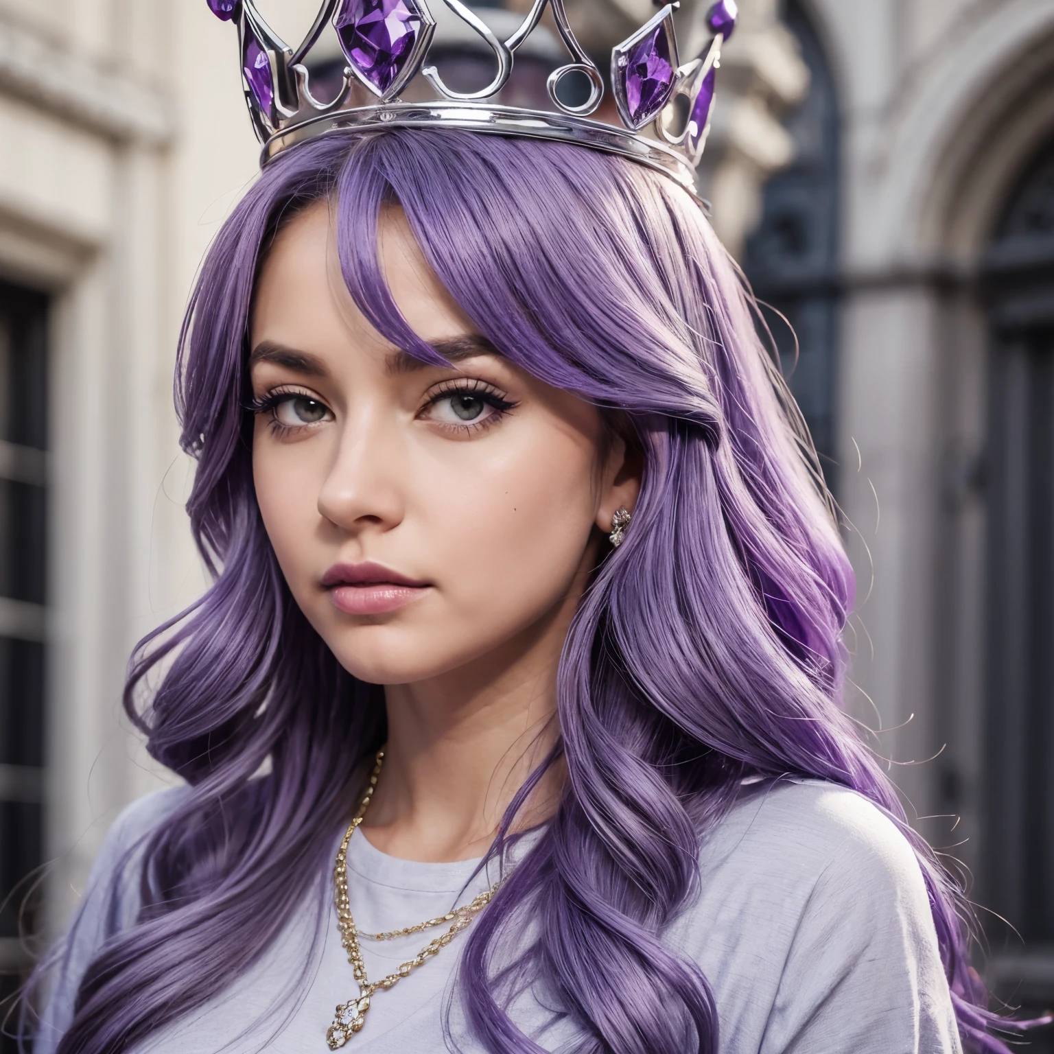 Slime girl, queen, purple, grey crown