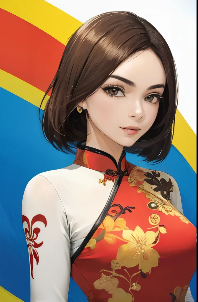 ((Melhor qualidade)), ((obra de arte)), (detalhado), rosto perfeito,mulher cheongsam,imagem de corpo inteiro logos fios