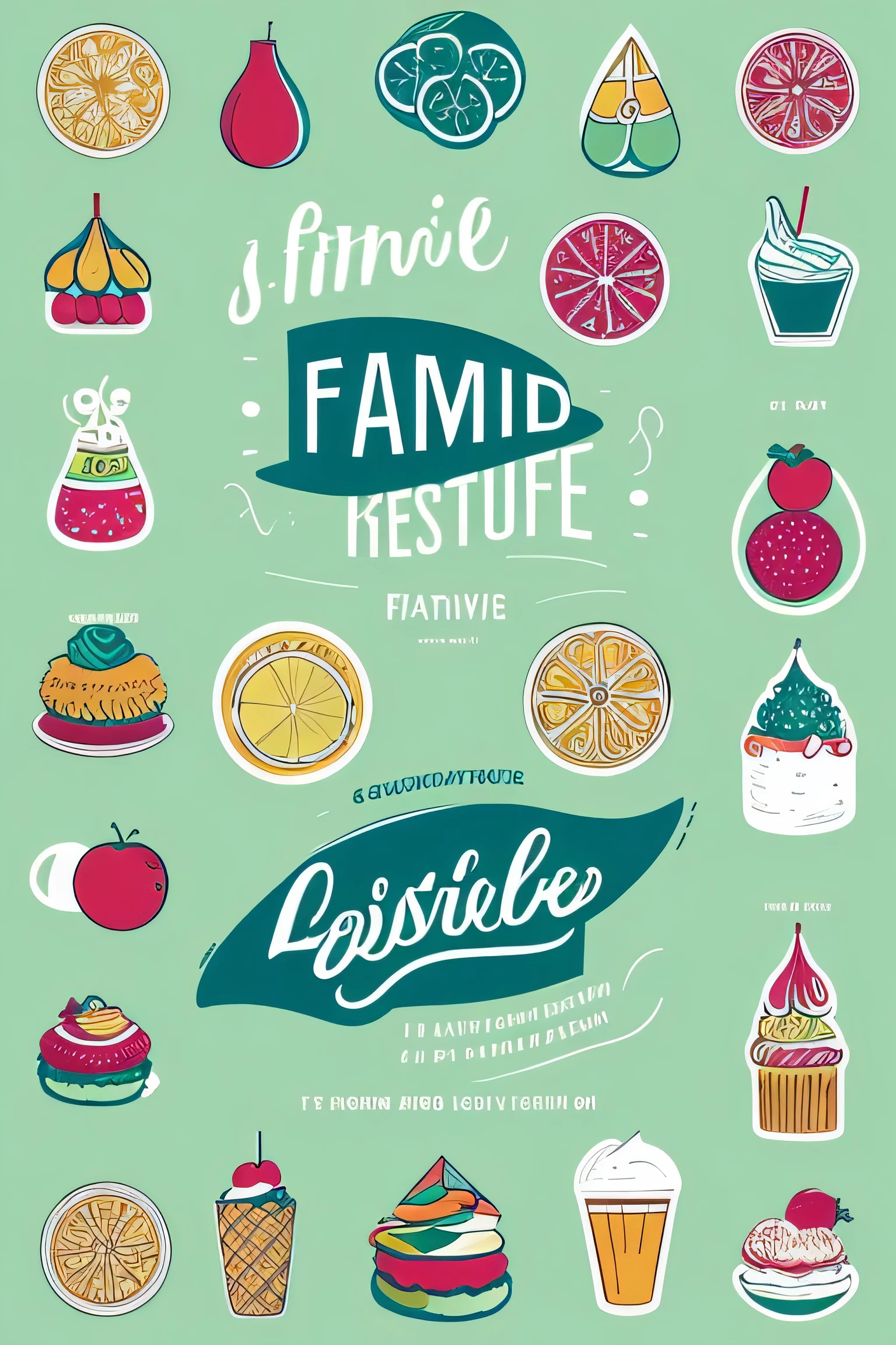 Stylish and simple hand-drawn illustrations,logo design,looks like that&#39;Looks like it&#39;s going to be a fun festival,Contains food photos, drinks and desserts,Adopts light colors that give a sense of nature,Emotional and stylish design,Design that will please the family,Design with few photos