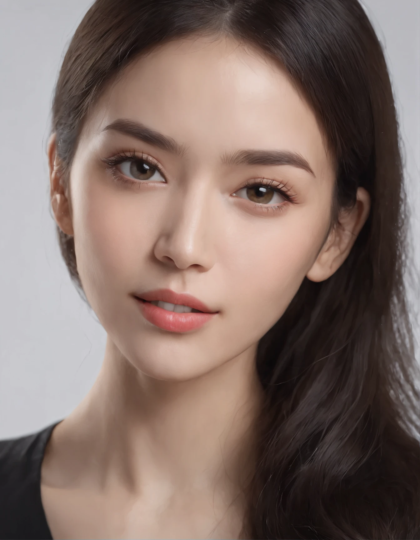 ((Side view)),(Masterpiece:1.3), (8K, Photorealistic, RAW photo, Best quality: 1.4), White background ,Kaihuai, Be happy, Show your teeth,(1girll), Beautiful face, (Realistic face), (Black hair, Short hair:1.3), Beautiful hairstyle, Realistic eyes, Beautiful detailed eyes, (Realistic skin), Beautiful skin, (Black sweater), absurderes, Attractive, ultra high resolution, Ultra photo realsisim, Highly detailed, Golden ratio, ahegao, tongue out, eyes rolling, long tongue