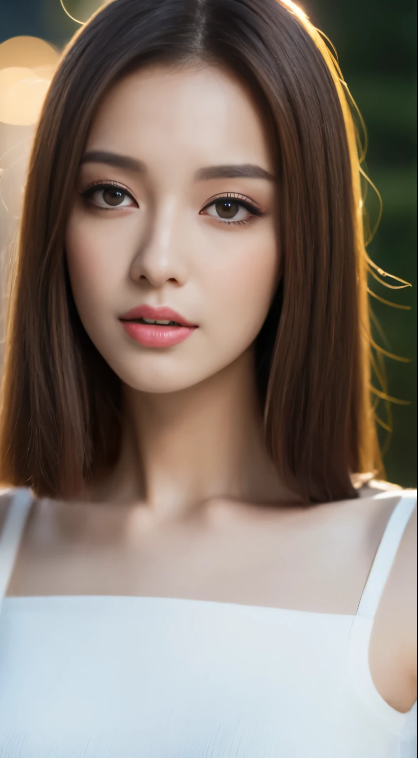 1 girl, (highest quality:1.4), (super detailed), (detailed light), (Highly detailed beautiful face), wonderful face and eyes, brown hair, brown eyes, Beautiful sheer lace details, beautiful breasts, nipple, Highly detailed CG integrated 8k wallpaper, High resolution raw color photos, professional photos, dynamic lighting, (((Bokeh))), Depth of bounds written,