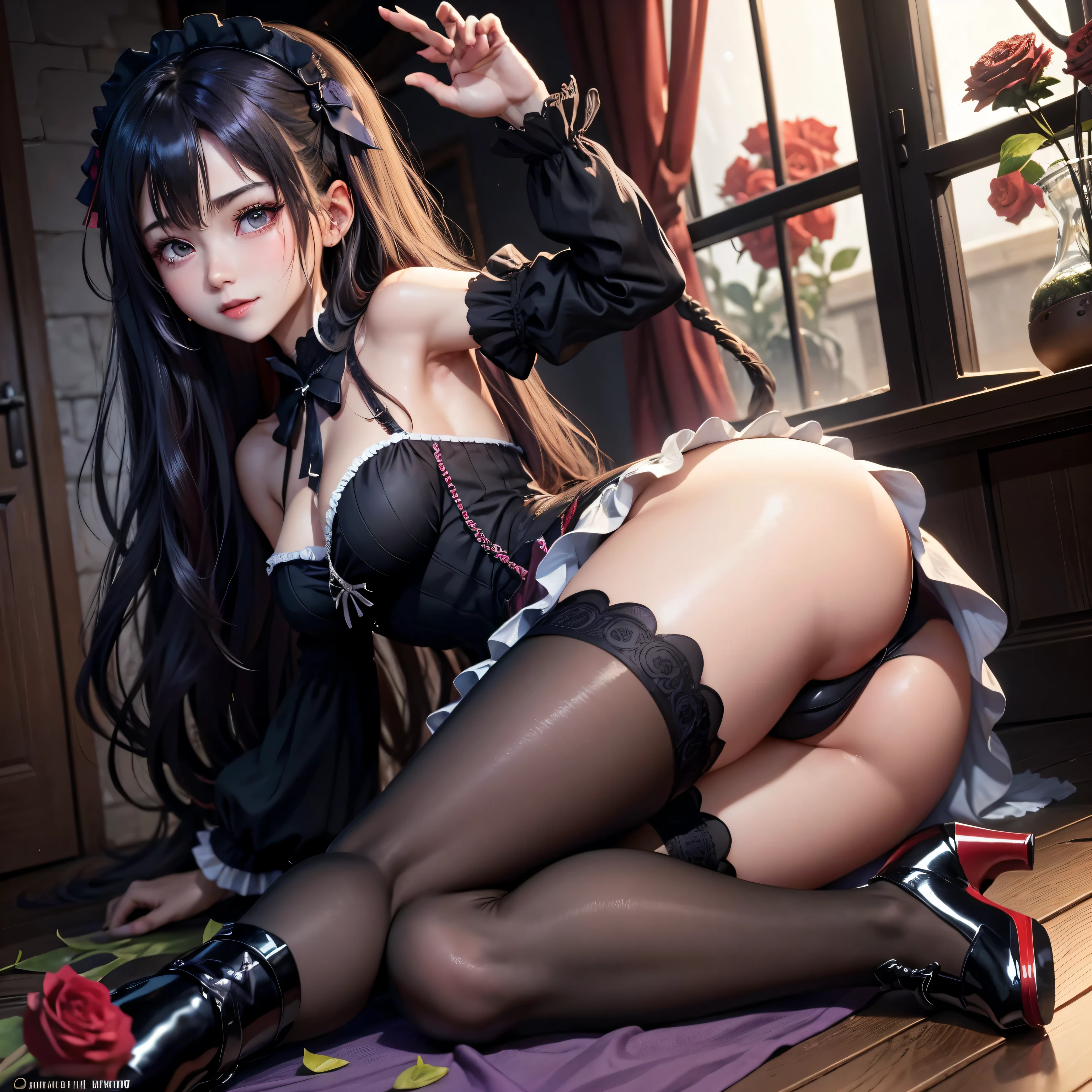 ハードdark gothicメイク、Insanity、deep night sky、horror、black dark eyeshadow、cry、grieve、Good skin glow、dark gothicメイク、dark smile、restless palace、fragrant beauty、22 years ago、lure、Expression of intense sexual pleasure、embarrassed look、dark gothic、lewd expression、debris flies、highest quality、Browse 5 books、Expression of sexual pleasure in suffering、drunk face、purple maid outfit、Mysterious、Noble、A face that is holding back the toilet、super sexy、loving smile、twin tail hair、jet black ruffle skirt、right blue eye, left eye is red、バラで覆われたゴシック様Modeのベッド、Super bewitching pose、stick out your butt、platform heel shoes、dark makeup、black lipstick、Stained glass、black metal world、open your legs loosely、make the world beautiful、sit on a bed of roses、gothic ta clothing、comb hair、A little slender、silver hair、long hair straight hair、cute gothic loliress、beautiful face、elegant face、bewitching face、knee high socks、Stained glassが背景、My chest is shiny from a lot of sweat、the room is dark、goth long dress、bell sleeve、wizard sleeve、decadent look、sexually excited look、part of hair、Mode、ゴシックMode、Glossy thighs wet with water、Thighs wet and shiny with oil、Background of a room full of roses、sad expression、Rose Maiden、embroidery is pink、The costume has pink embroidery、thigh high socks、kneel down、Put your knees on the floor、knee high socks、Her thighs shine with a lot of sweat.、kneel down、Iの体は濡れて輝いています、Lots of glitter on the thighs、I'Iはたくさん汗をかいています、A lot of sweat and stickiness on the thighs、Sweat glistens on the thighs, The whole body is sweaty and shiny、pretty sweaty、My thighs are sweaty、Iの太ももはとても濡れています、I sweat a lot and my thighs are shiny.、A large amount of sweat shines all over the body、kneel down、From right arm to crotch、、spread your legs wide、slender body、gentle expression、masturbation behavior、deep black eyeshadow、despicable act、Stained glassと薔薇背景、wearing black underwear、black panties、thighs are a little thin、get down on all fours、Lie、