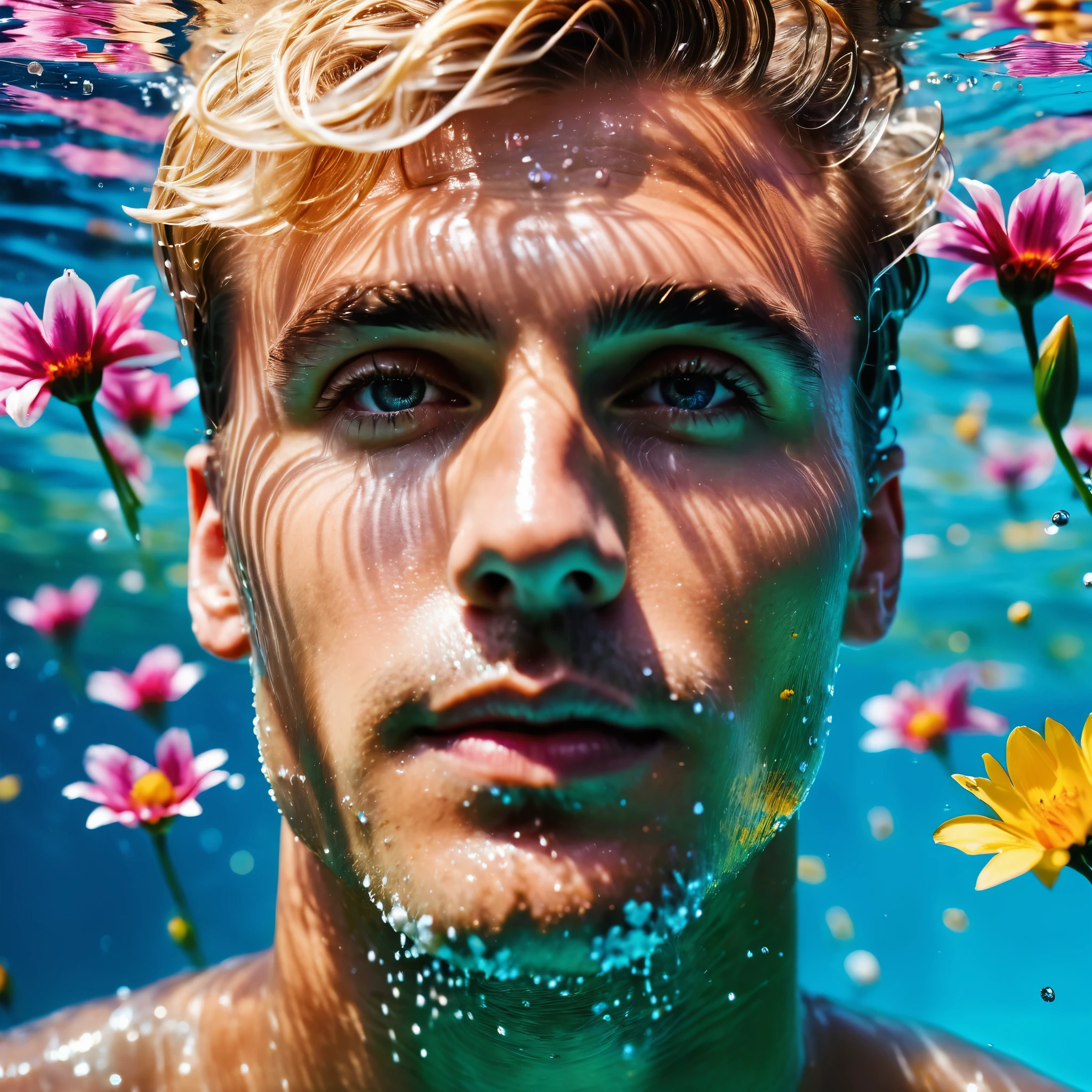 handsome shirtless man. best quality, very detailed, (raw, 8k, uhd, fujifilm xt3)