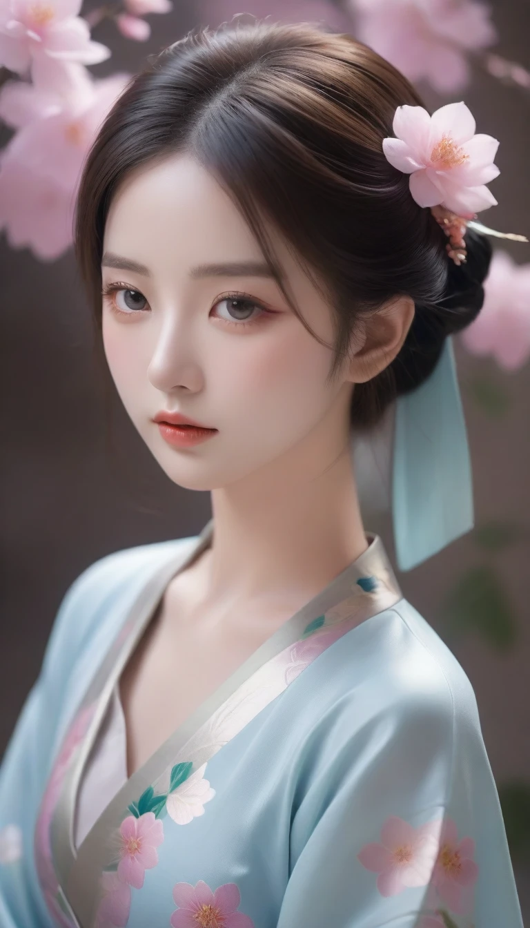 a close up of a woman with a flower in her hair, a photorealistic painting by Lü Ji, trending on cg society, cloisonnism, ”beautiful anime woman, beautiful oriental woman, beautiful anime womana close up of a woman with a flower in her hair, chinese girl, chinese style, beautiful anime girl, beautiful character painting, palace ， a girl in hanfu, beautiful anime face, cute beautiful, guweiz, stunning anime face portrait, beautiful anime woman, beautiful anime style, beautiful portrait image, beautiful anime portrait, very beautiful girl, beautiful avatar pictures
