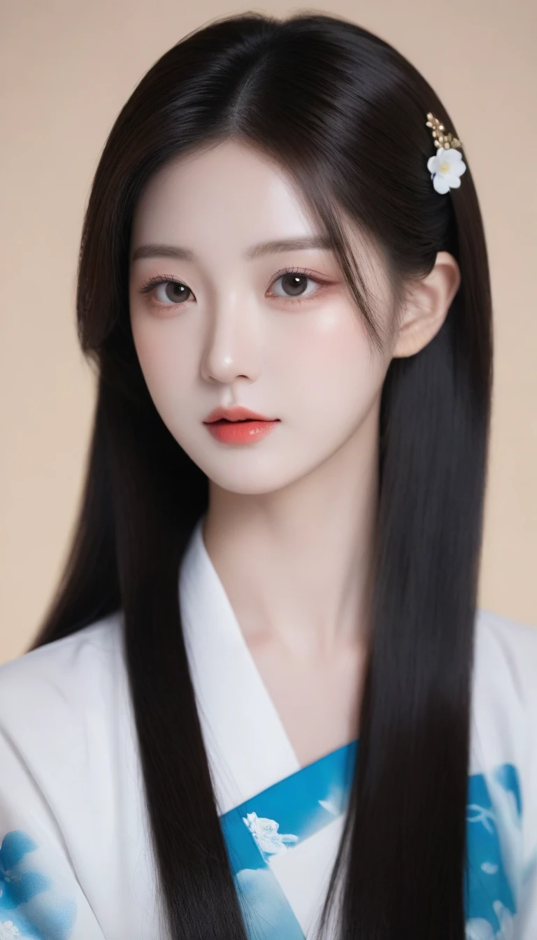 a close up of a woman with a flower in her hair, a photorealistic painting by Lü Ji, trending on cg society, cloisonnism, ”beautiful anime woman, beautiful oriental woman, beautiful anime womana close up of a woman with a flower in her hair, chinese girl, chinese style, beautiful anime girl, beautiful character painting, palace ， a girl in hanfu, beautiful anime face, cute beautiful, guweiz, stunning anime face portrait, beautiful anime woman, beautiful anime style, beautiful portrait image, beautiful anime portrait, very beautiful girl, beautiful avatar pictures