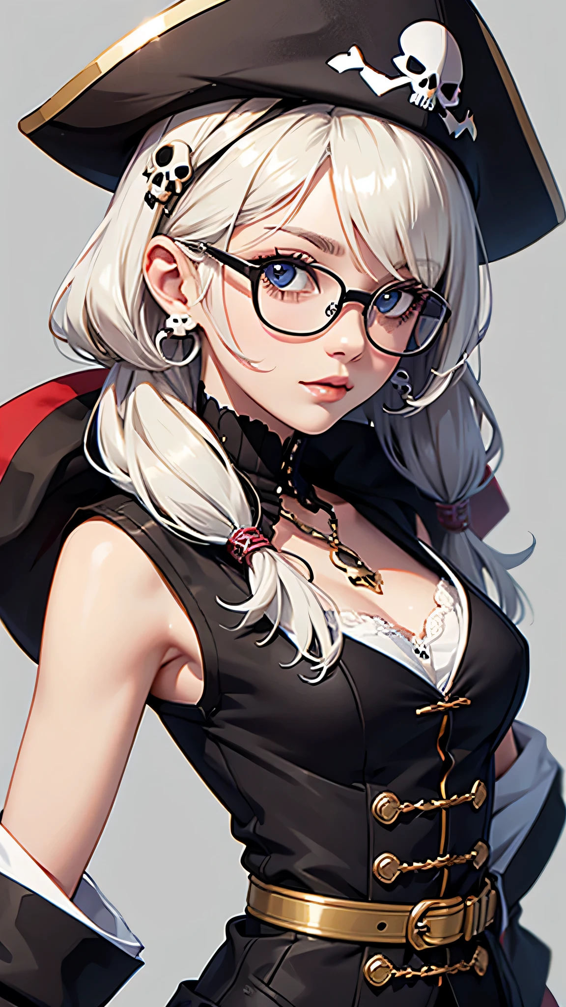 Loli linda chica, cuerpo completo, Cabello black, blue, curly atascado, cabello suelto, tetas grandes, gafas, ojos detallados, Sonrisa detallada, ((COSPLAY mavis)), (Blonde pubic hair ), Modelar , Detalles detallados, Mostrar la espalda a la cama, holographic,  Fondo color gris