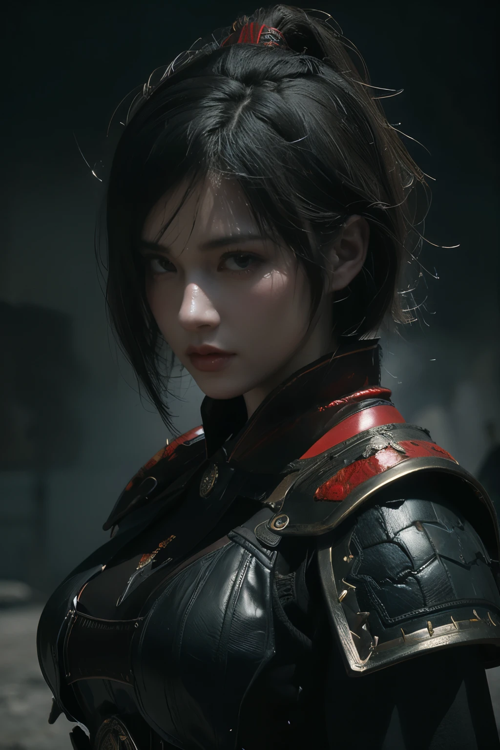 Masterpiece,Game art,The best picture quality,Highest resolution,8K,(Portrait),Unreal Engine 5 rendering works,(Digital Photography),
Girl,Beautiful pupil,(Gradual short hair is blue and red),Busty,(Big breasts),(Portrait photography:1.5),
(Soldiers of the ancient fantasy style),Ancient soldier armor,(The armor is inlaid with leather and metal,Combat accessories,Joint Armor,Cloak,A fine badge pattern on the dress,Red and black),Ancient fantasy style characters,
Movie lights，Ray tracing，Game CG，((3D Unreal Engine))，OC rendering reflection pattern