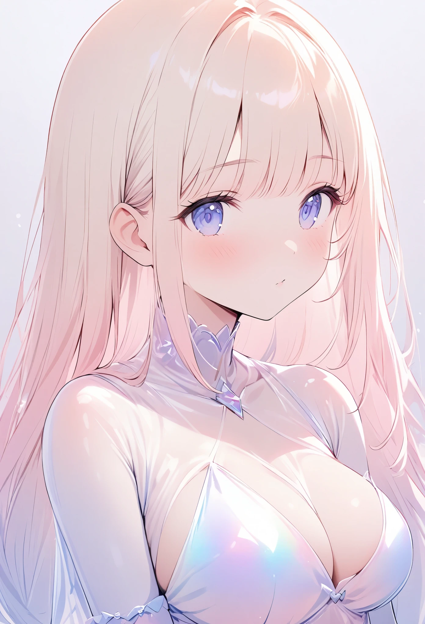 breast, straight hair,Upper body,transparent clothes,intimate clothing、simple style princess dress,female beauty,light color,close up,soft gradient