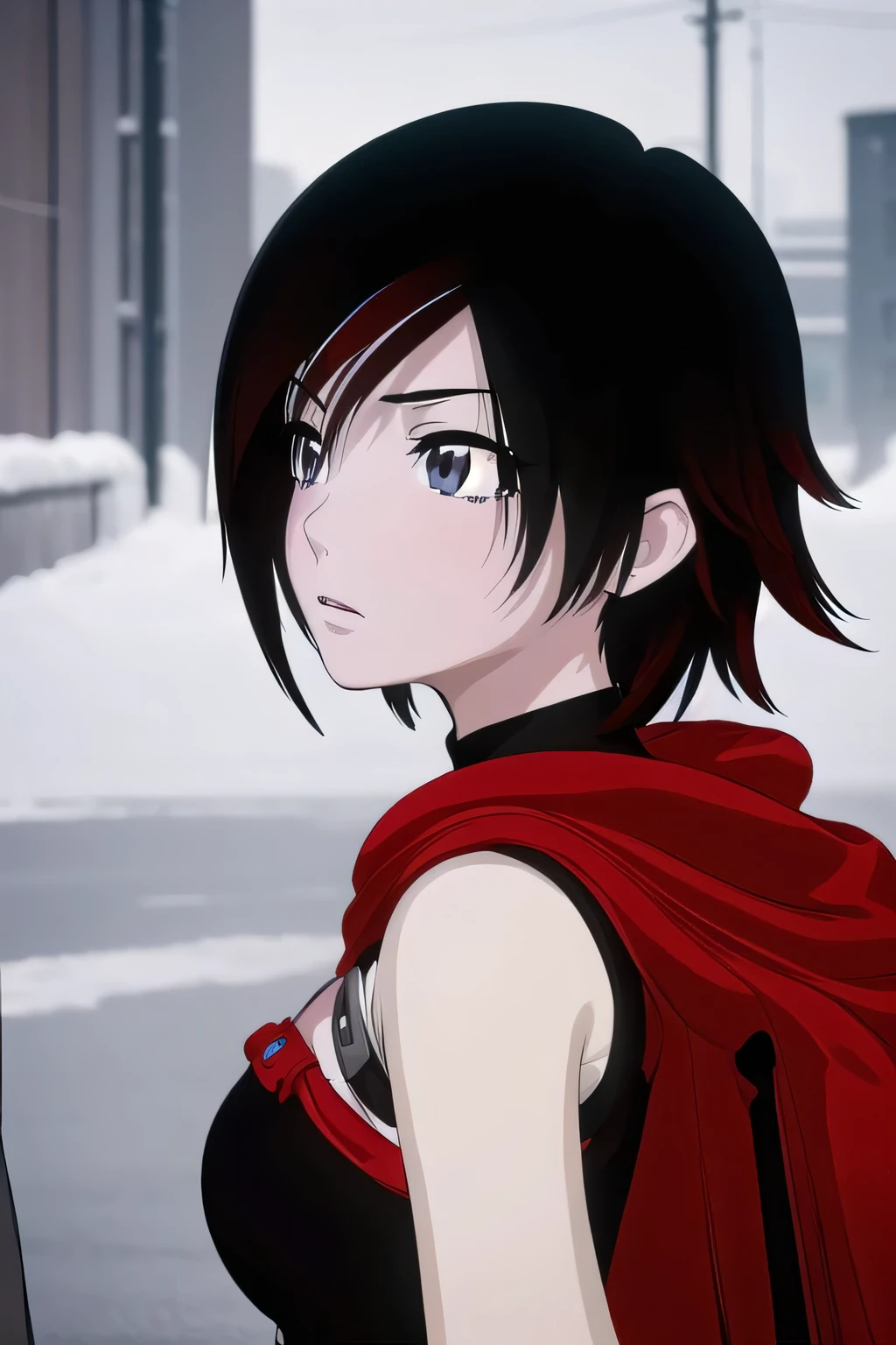 ruby rose, ruby rose, black hair, short hair, (gray eyes:1.5),
break ,
break looking at viewer,
break outdoors,
break (masterpiece:1.2), highest quality, High resolution, unity 8k wallpaper, (shape:0.8), (fine and beautiful eyes:1.6), highly detailed face, perfect lighting, Very detailed CG, (perfect hands, perfect anatomy),