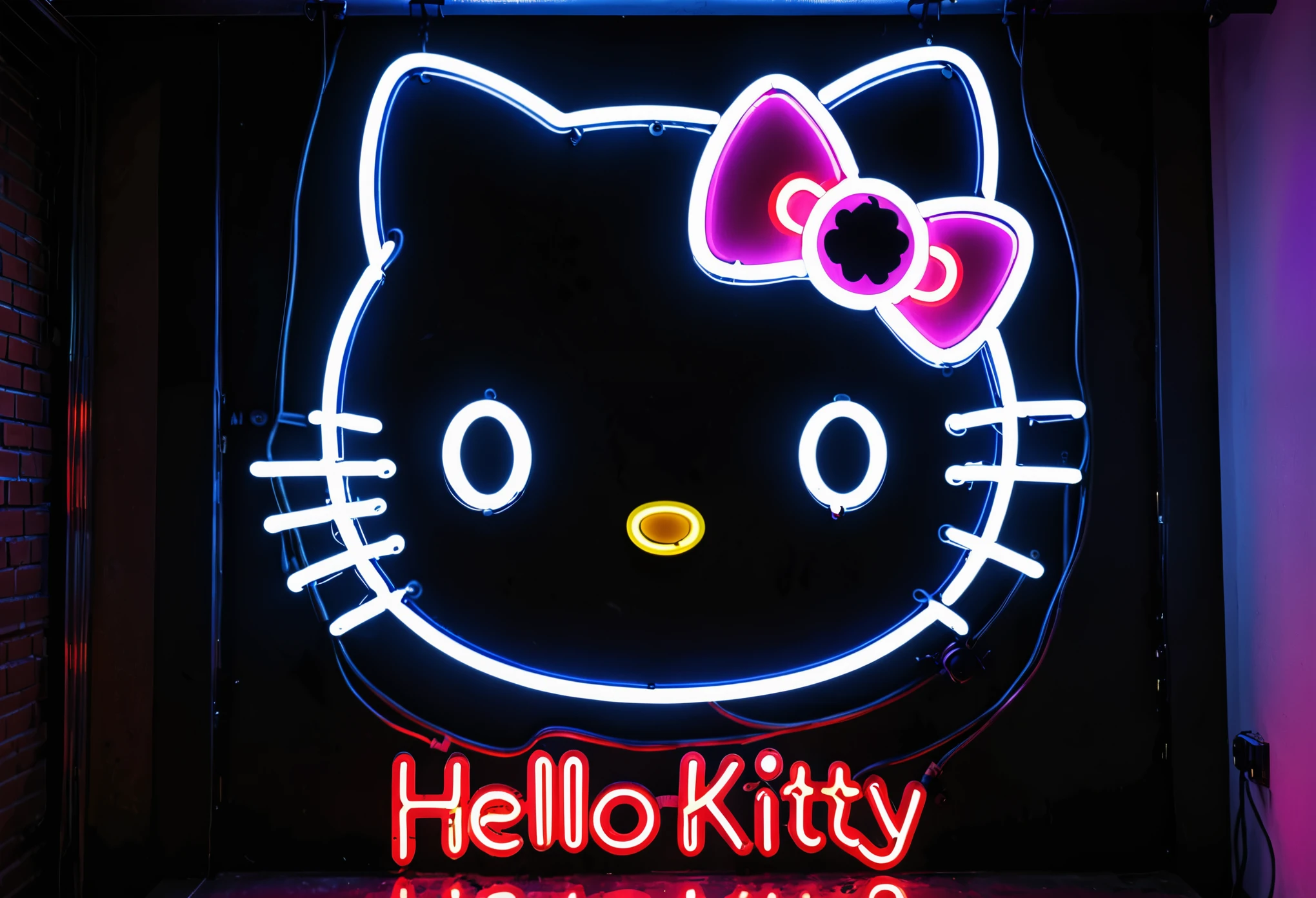 A neon sign of Hello Kitty
