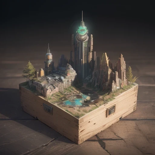 6598年Mars realistic model, (Bifurcation, original photo, best quality, masterpiece:1.4),Steampunk Cyberpunk 6820 City,(CyberpunkMars light:1.3), Mars (related to land),(in a small nature box:1.3),Isometric, small nature, landscape on foundation,landscape,