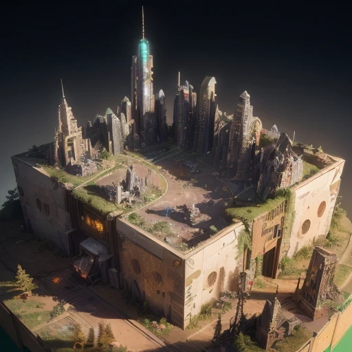 6598年Mars realistic model, (Bifurcation, original photo, best quality, masterpiece:1.4),Steampunk Cyberpunk 6820 City,(CyberpunkMars light:1.3), Mars (related to land),(in a small nature box:1.3),Isometric, small nature, landscape on foundation,landscape,