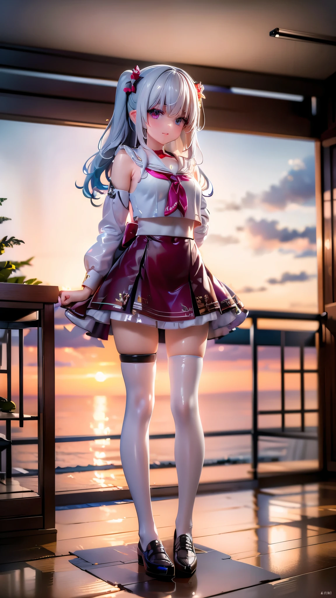 (best quality:1.2) (4k:1.) (highres:1.1) , (ultra detailed CG:1.1) ,
1girl elf , solo , (detailed face:1) , (silver wavy hair:1) , (small breasts:1) , holding heart chocolate , reaching , presenting heart package , (valentinesdaystyle:1) , (heart:1) , school uniform , sailor collar , long sleeves , scarf , (getabako:1) , (scenery:1) , (locker:1) , (school:1) , (tile floor:1) , (glass door:1) , embarrassed , upper body , 