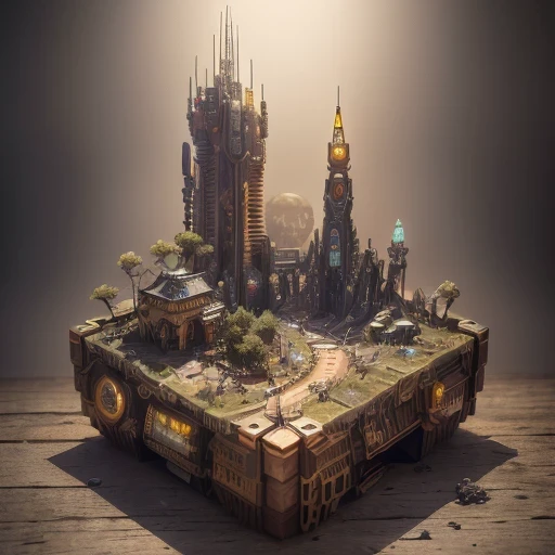 6598年Mars realistic model, (Bifurcation, original photo, best quality, masterpiece:1.4),Steampunk Cyberpunk 6820 City,(CyberpunkMars light:1.3), Mars (related to land),(in a small nature box:1.3),Isometric, small nature, landscape on foundation,landscape,