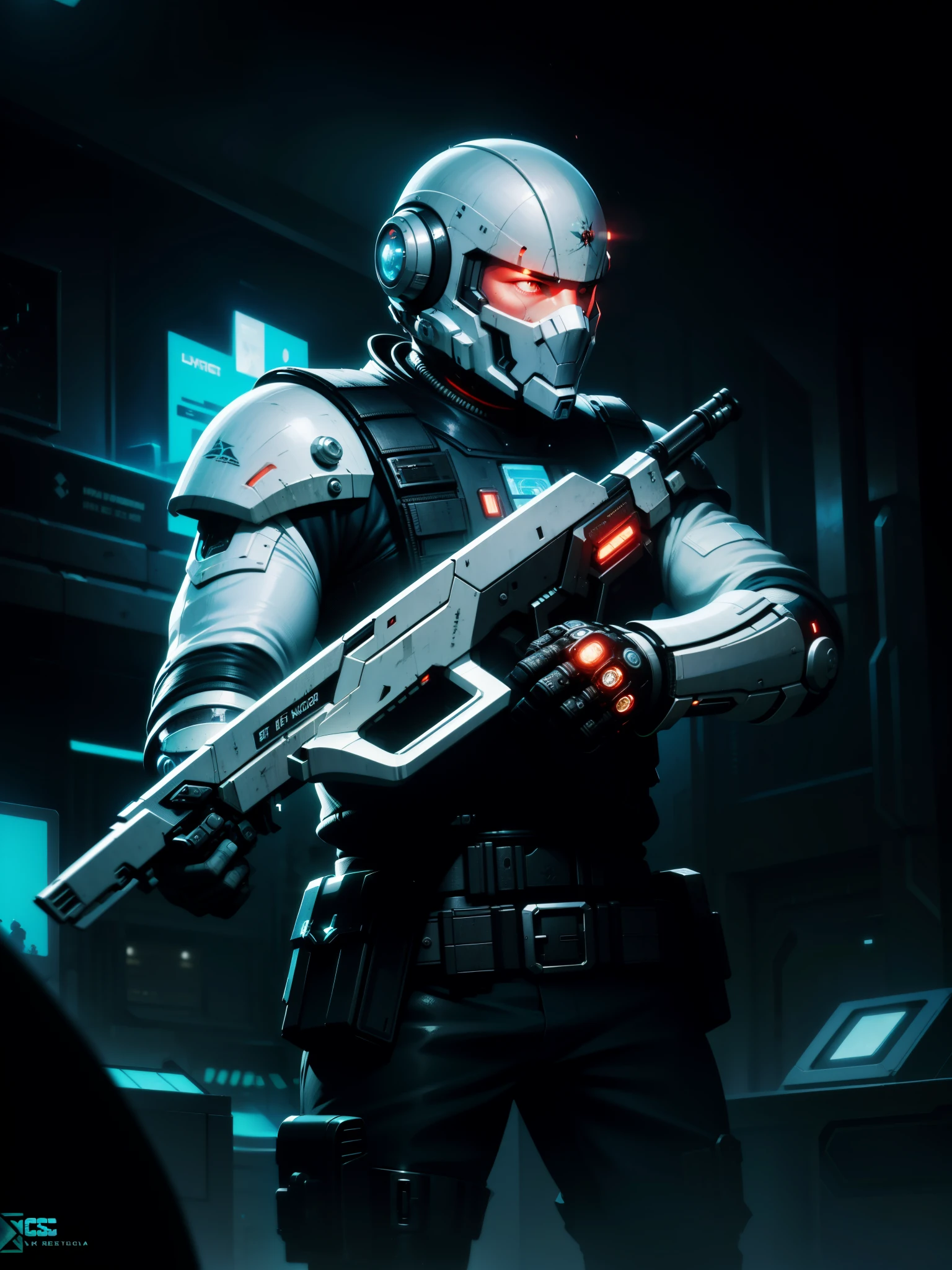 arafed image of a man in a futuristic suit holding a weapon, cyberpunk soldier, futuristic soldier, sci-fi soldier, fps game concept art, epic scifi character art, epic sci - fi character art, epic sci-fi character art, cyberpunk knight, with futuristic gear and helmet, cyber armour, sci-fi digital art, space armor, cyberpunk gladiator