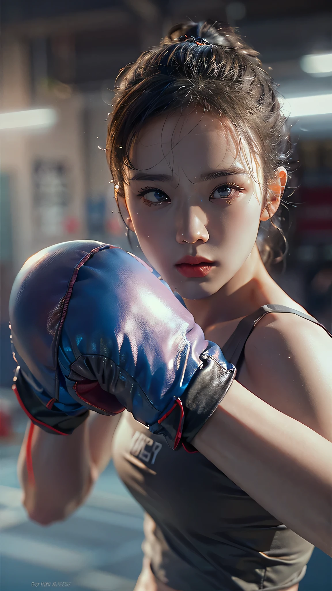 Girl practicing boxing，Wearing boxing gloves on his hands，(steams:1.1),(Wet:1.1),(Trembling:1.1),(Sweat:1.1),Focused Breast,Pubic Area Showing,(teens girl,boxing),boxer,(4K), (RAW photo: 1.2), (Realism: 1.4), (masutepiece: 1.3), (exquisite detailing: 1.2), Delicate and beautiful details, (eye detailed), (Facial detailed), (Highest quality:1.4), (Hyper-Resolution: 1.2), (very detailed illustration),ultra-realistic realism, shadowing, anaglyph, angle of view, Atmospheric perspective,vanishing point, Wide shot, Wide-angle, 8K, Super detail, ccurate, Best quality