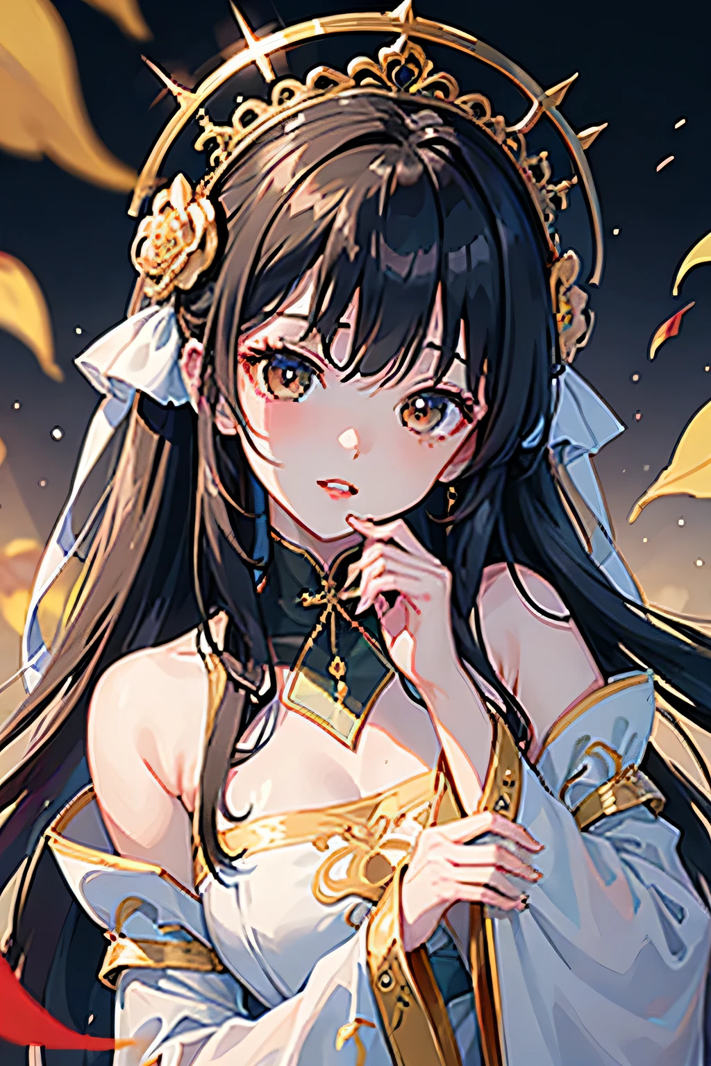 oriental palace, belly dance,girls head veil , flower rain, midnight, cartoon style, high quality, dark makeup, hairstyle, Indian, face patch,( dark eyes),Covered face